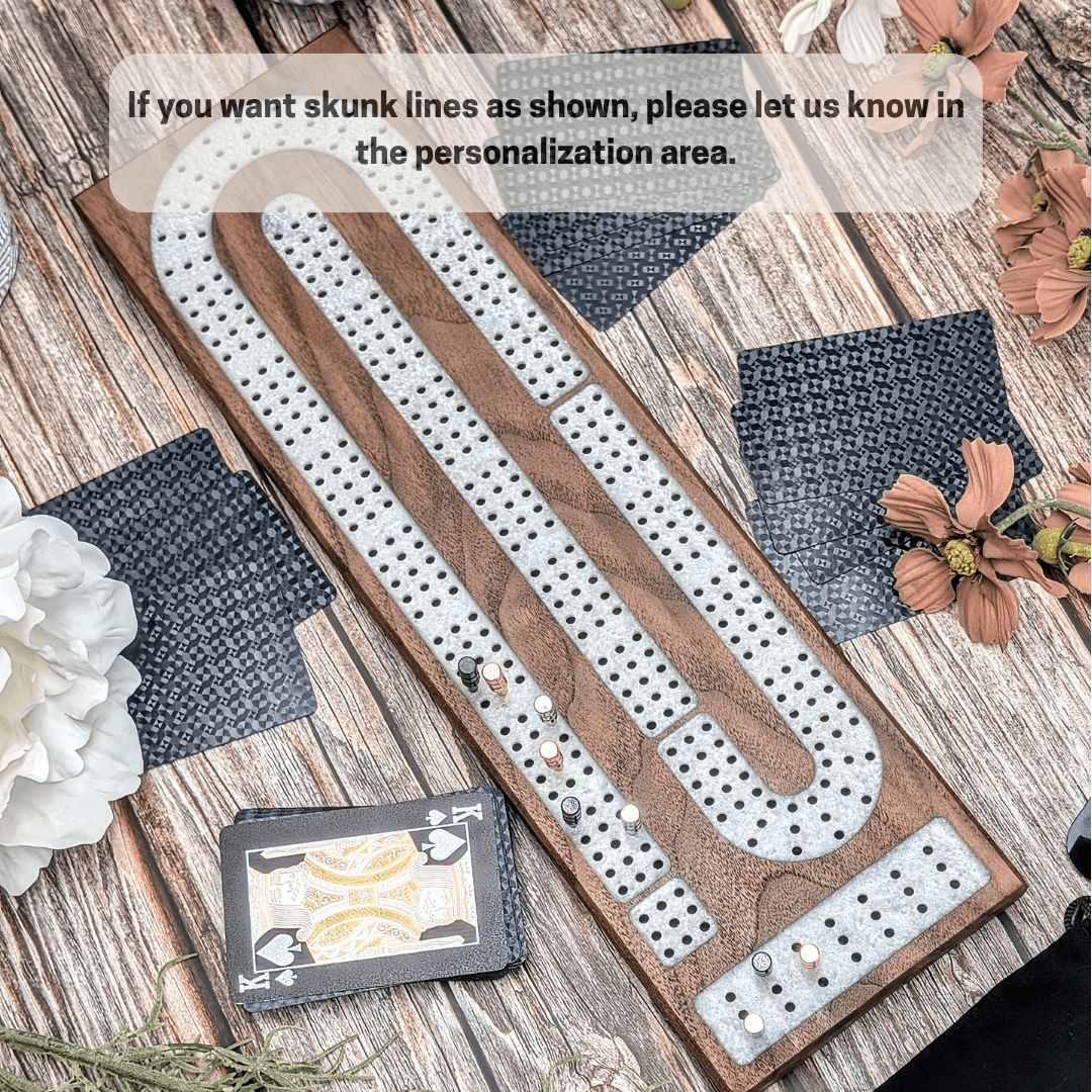 Premium Cribbage Board - Titanium Resin Inlay - EBONWOOD