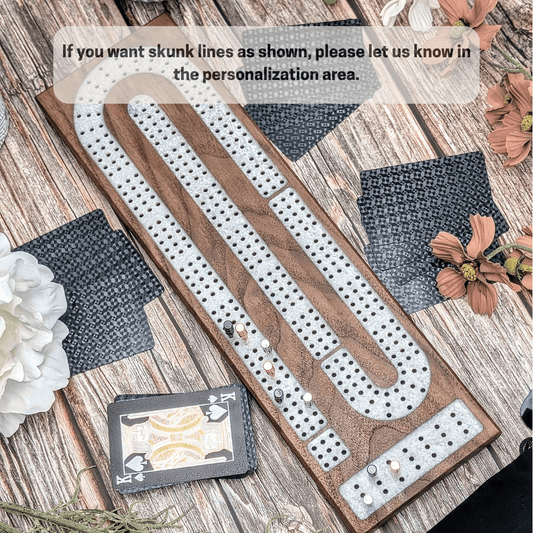Premium Cribbage Board - Titanium Resin Inlay - EBONWOOD