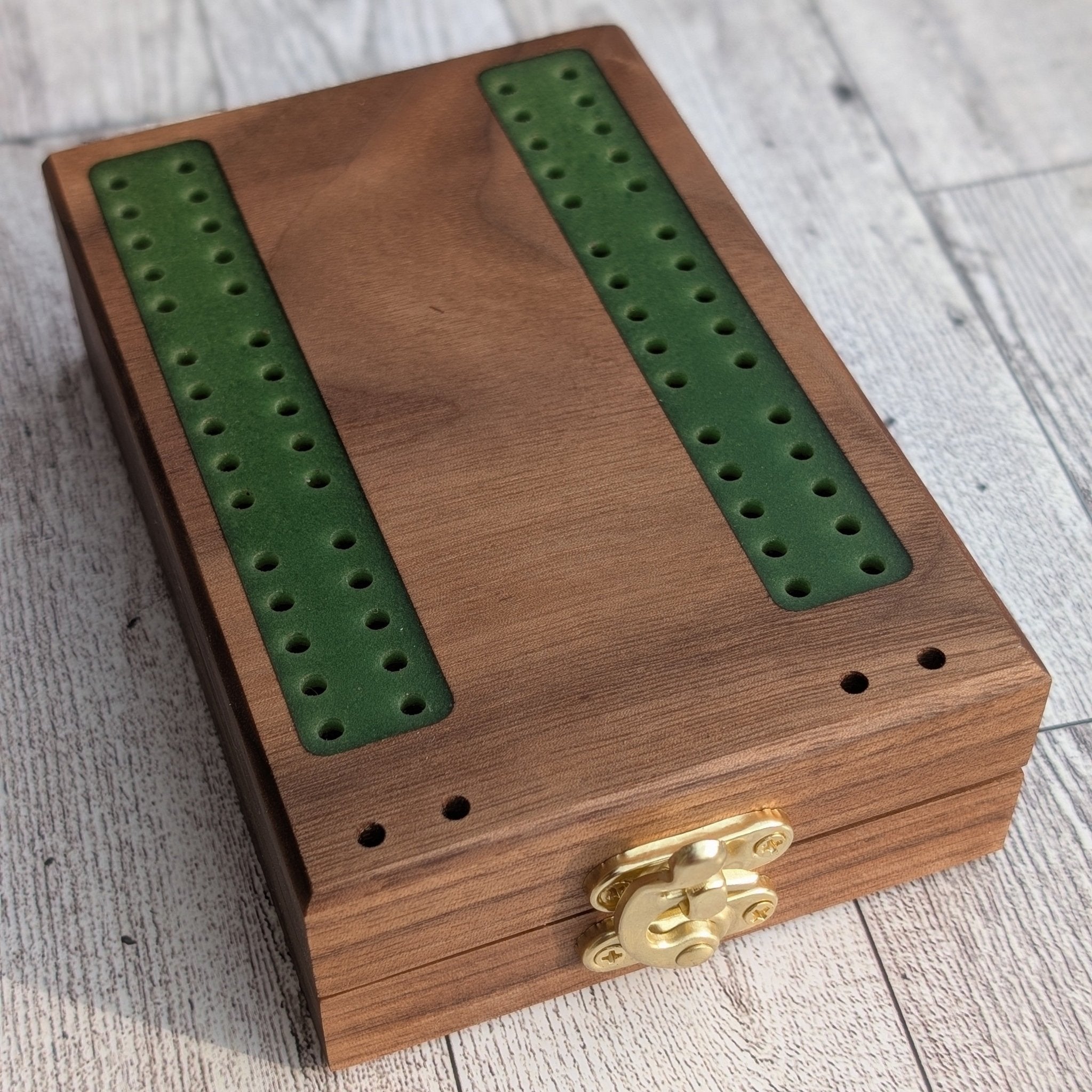 Premium Travel Cribbage Board - Magnetic Folding Board in Walnut, Maple, or Cherry with Resin Inlay - EBONWOOD