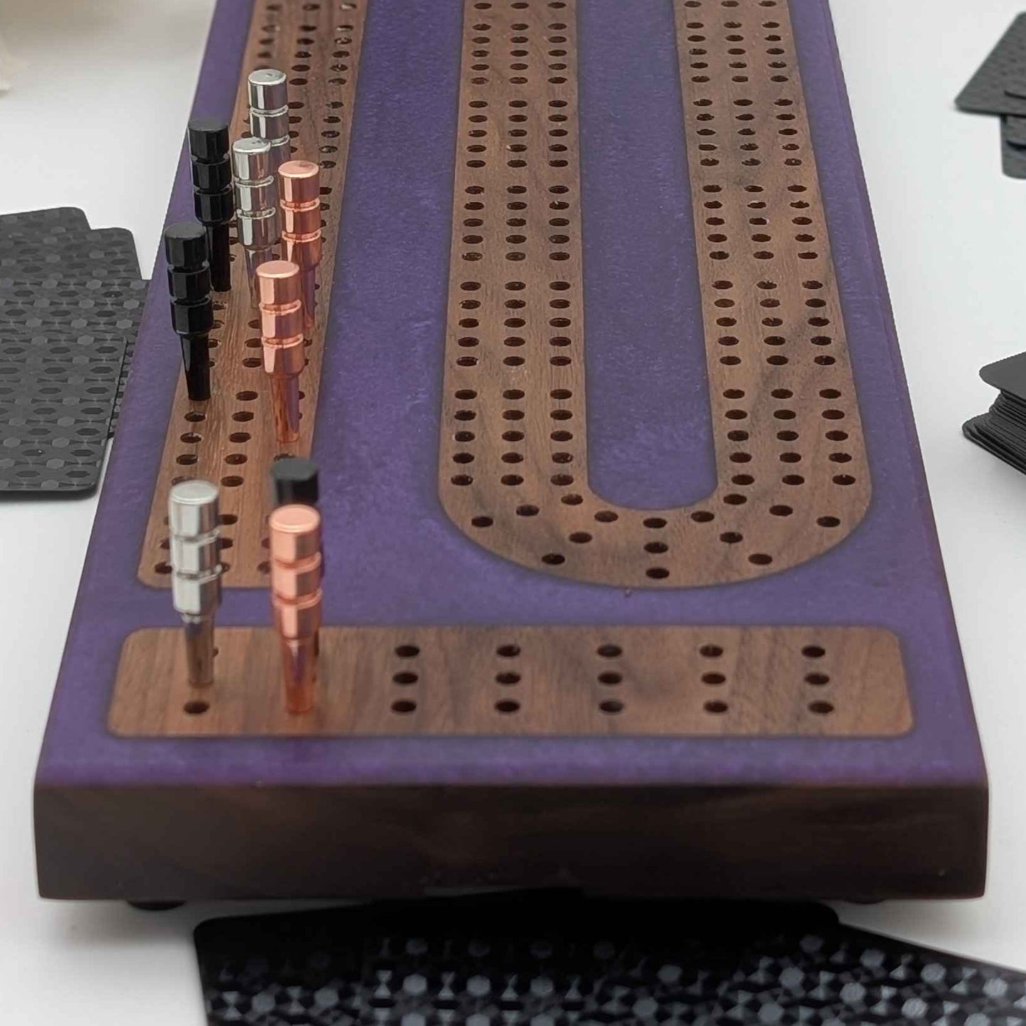 Reverse Pour Amethyst Resin Premium Cribbage Board - Three Lane Cribbage Board