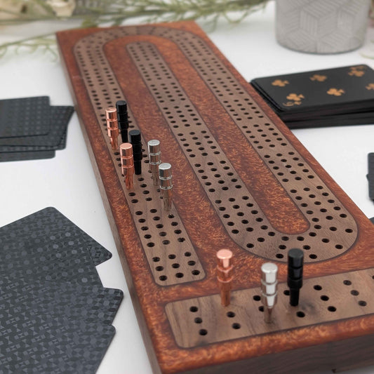 Reverse Pour Copper Resin Premium Cribbage Board - Three Lane Cribbage Board