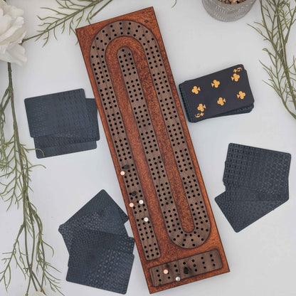 Reverse Pour Copper Resin Premium Cribbage Board - Three Lane Cribbage Board