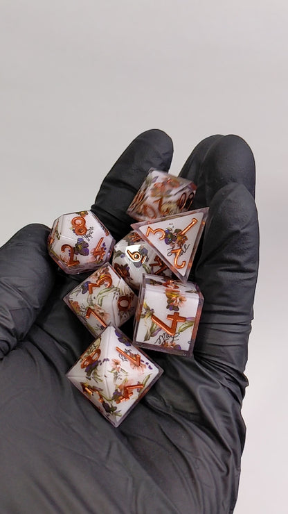 Copper Blossom - 7 Piece Luxury D&D Dice Set