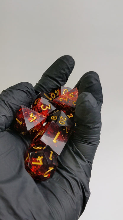 Crimson Veil - 7 Piece Luxury D&D Dice Set