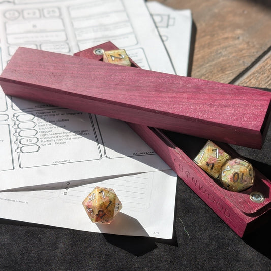 Purple Heart Dice Vault - Exotic Hardwood Dice Box - EBONWOOD