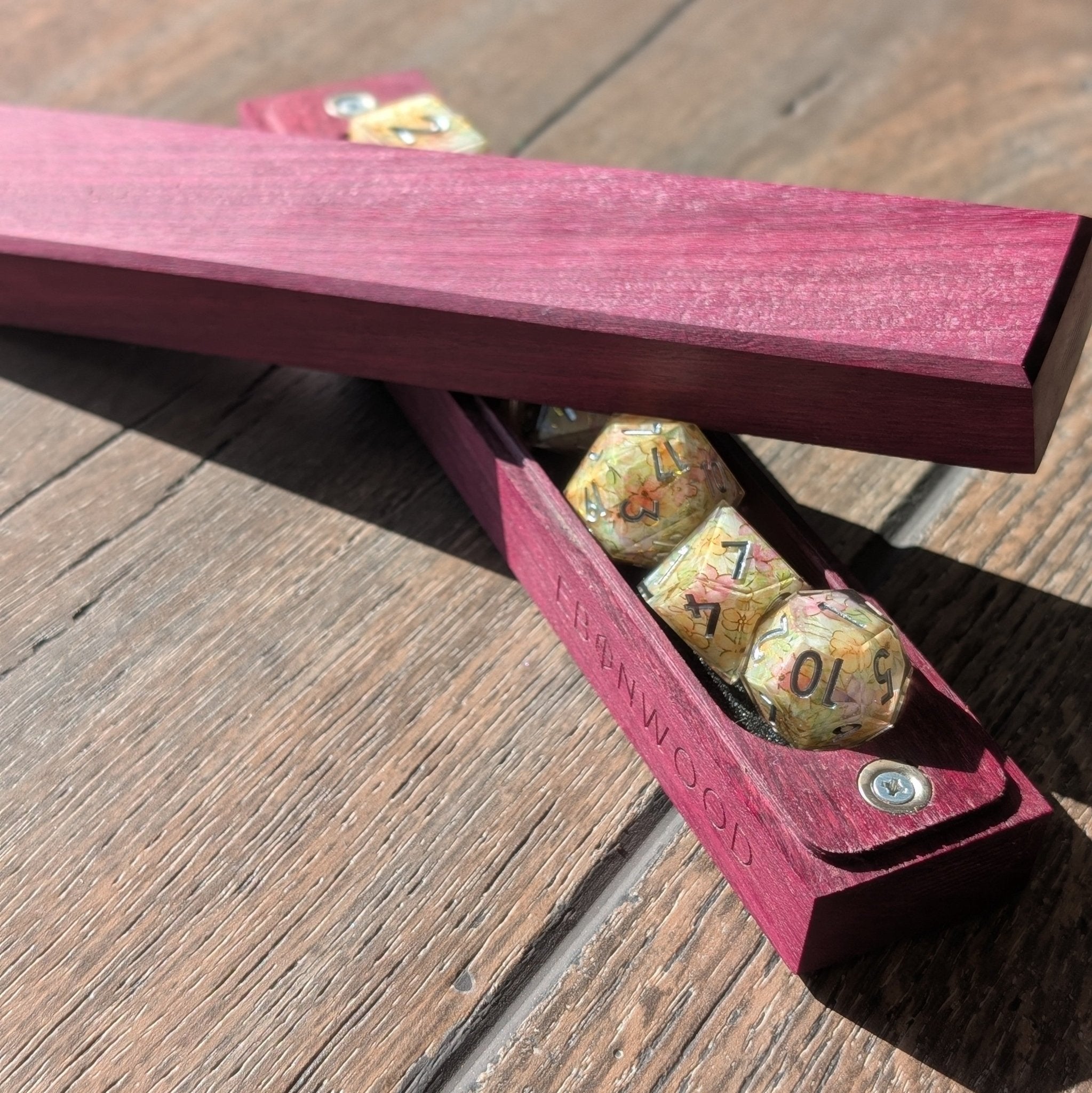 Purple Heart Dice Vault - Exotic Hardwood Dice Box - EBONWOOD