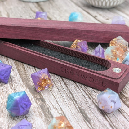Purple Heart Dice Vault - Exotic Hardwood Dice Box - EBONWOOD