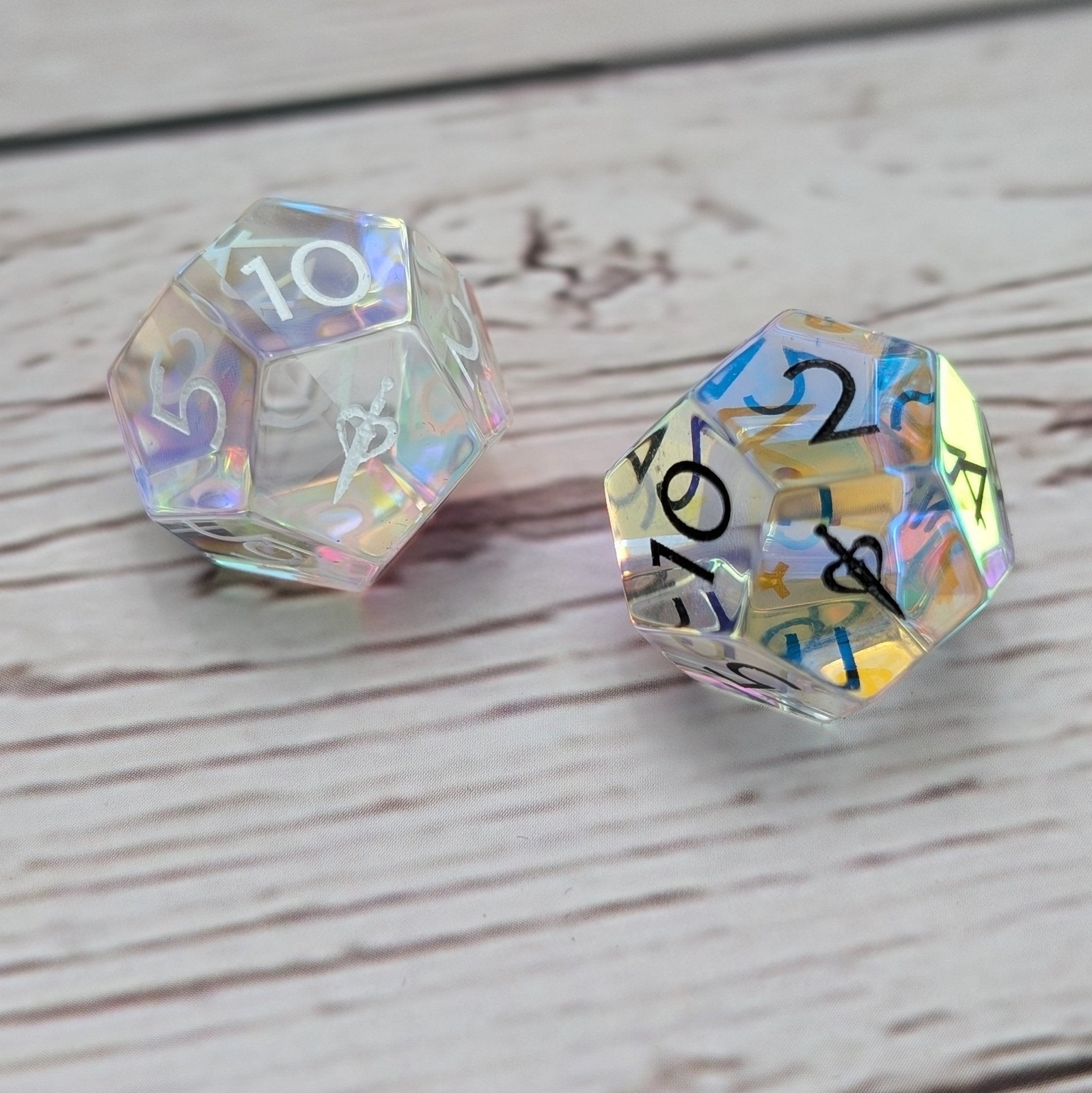 Rainbow Glass - 2pc Gemstone Duality Dice for Daggerheart - EBONWOOD
