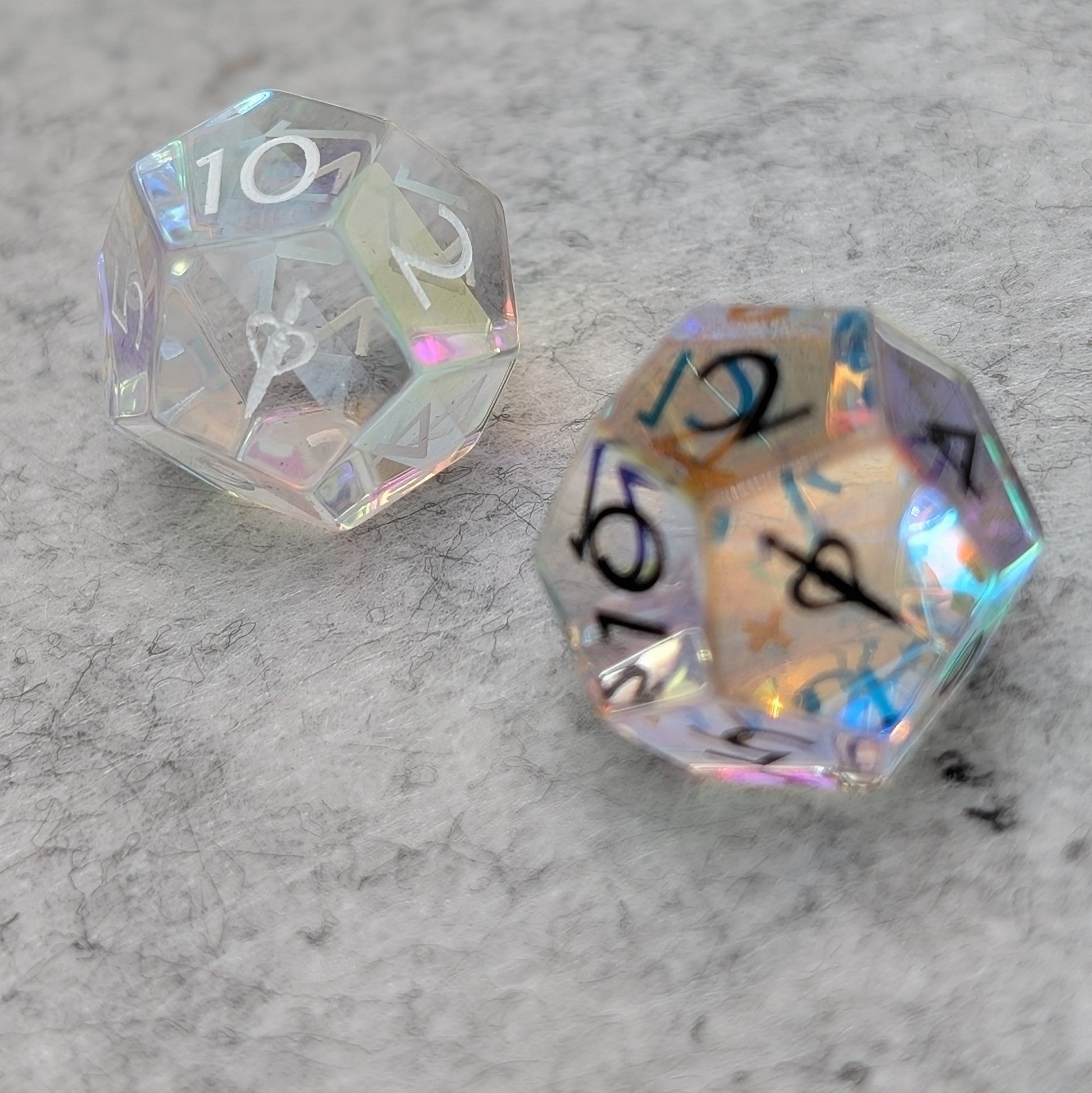 Rainbow Glass - 2pc Gemstone Duality Dice for Daggerheart - EBONWOOD