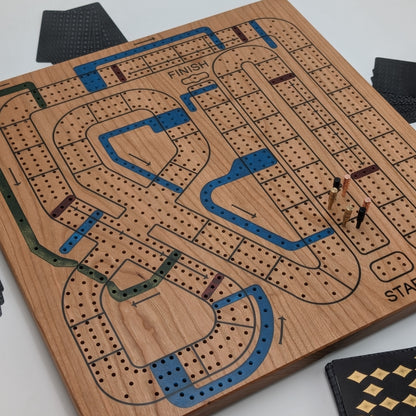 Handmade Cribbage Wars Board - Luxury Board with Resin Inlay – Premium 3-Track Game Setwith Resin Inlay