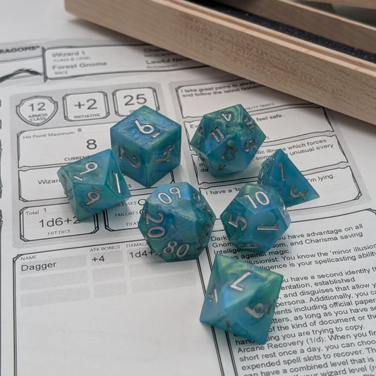 Tidebound Arcanum - 7 Piece Handmade Polyhedral Dice Set