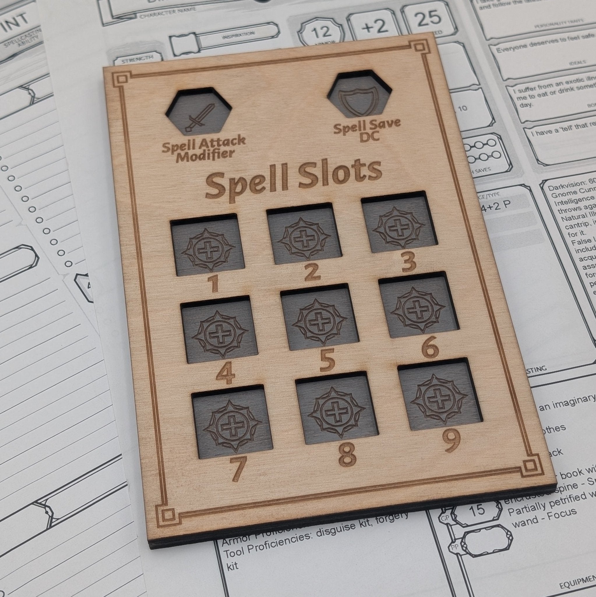 Dungeons and Dragons 5e Class Spell Tracker - Spindown Dice Style