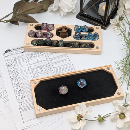 Maple D&D Dice Box | Engravable | Holds 3.5 sets of dice and a mini | Made in the USA