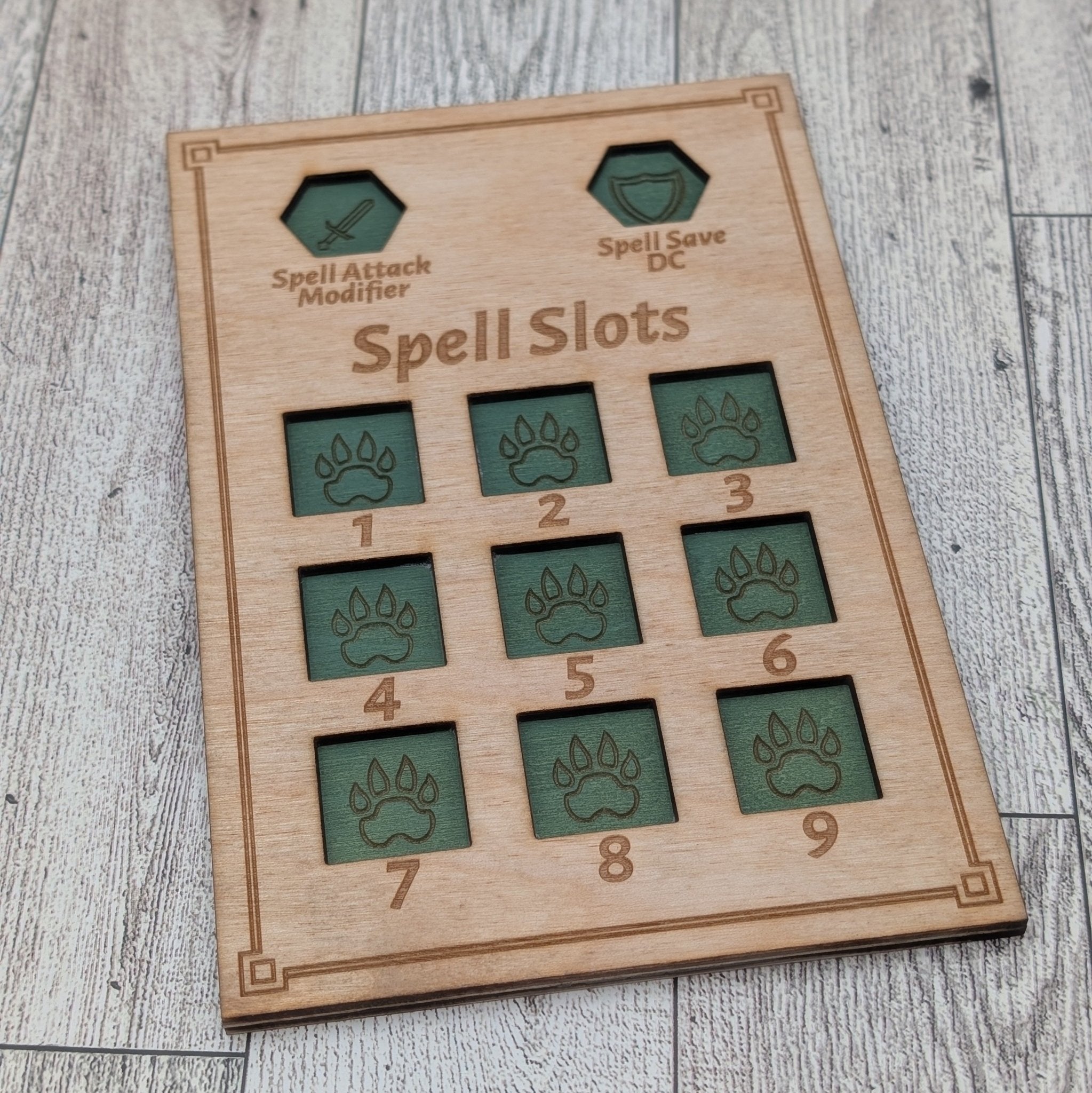 Dungeons and Dragons 5e Class Spell Tracker - Spindown Dice Style