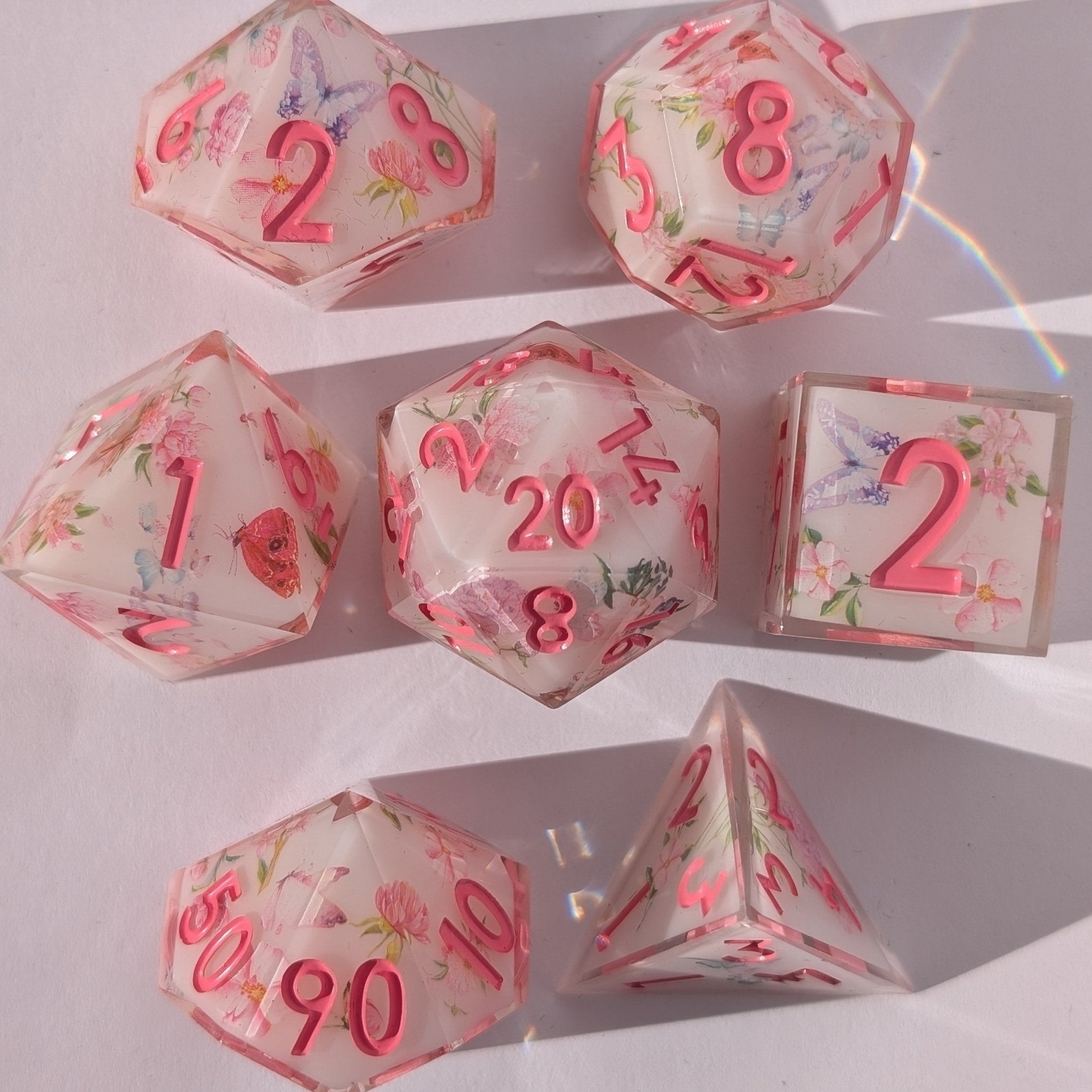 Flutterfey Bloom - 7 Piece Luxury D&D Dice Set