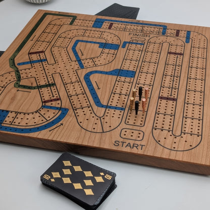 Handmade Cribbage Wars Board - Luxury Board with Resin Inlay – Premium 3-Track Game Setwith Resin Inlay