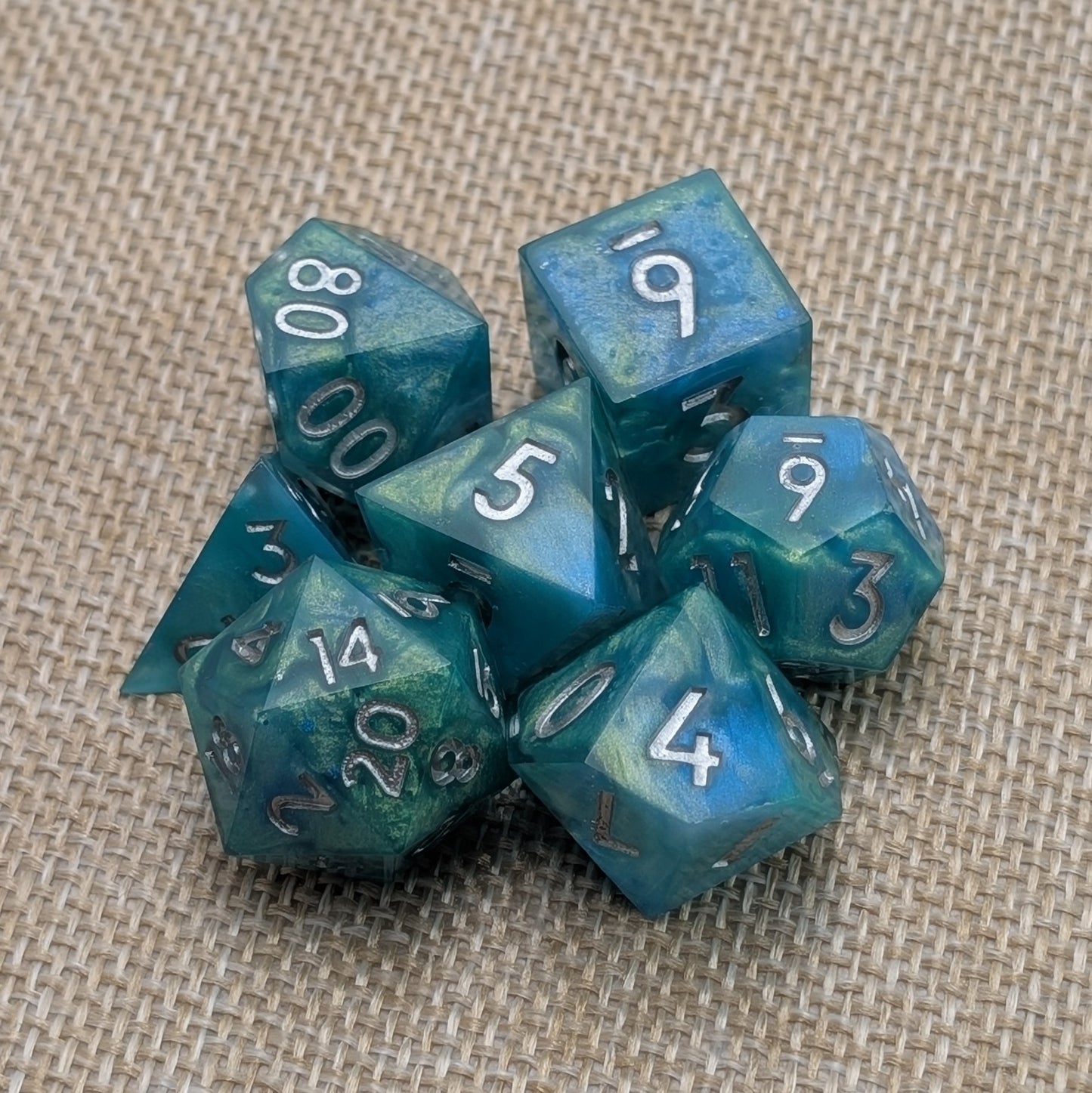 Tidebound Arcanum - 7 Piece Handmade Polyhedral Dice Set
