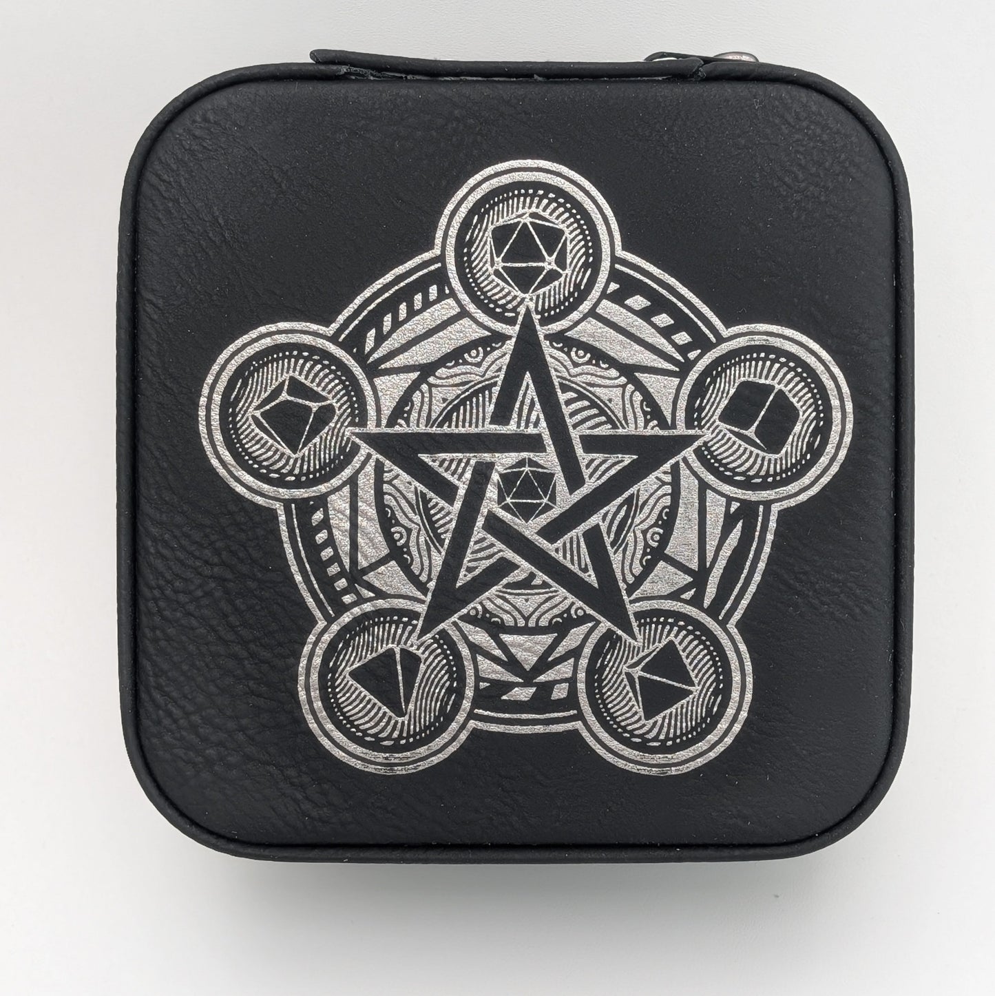 Magic Circle Dice Horder | DND Dice Storage | D&D Dice Storage | Leather Dice Box | Travel Case for Dice Set | Dungeons And Dragons