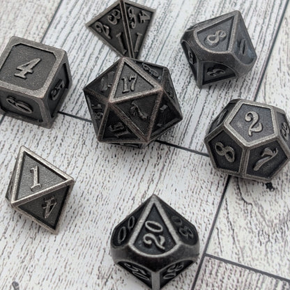 Ashen Vow - 7 Piece Luxury Metal D&D Dice Set