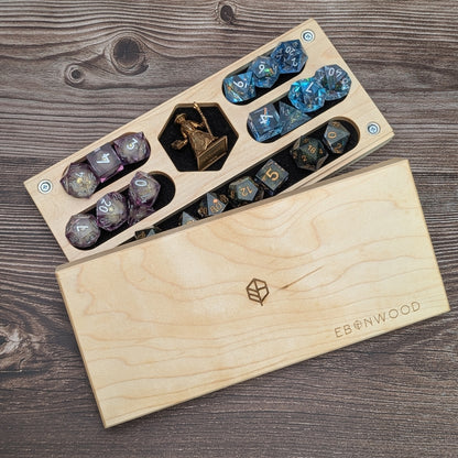 Maple D&D Dice Box | Engravable | Holds 3.5 sets of dice and a mini | Made in the USA
