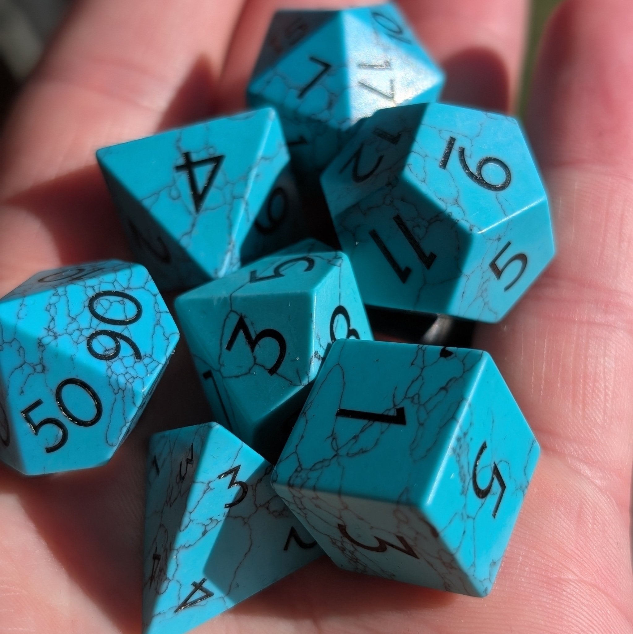 Green Turquoise - 7 Piece Polyhedral Gemstone Dice Set