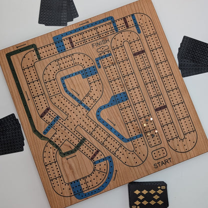 Handmade Cribbage Wars Board - Luxury Board with Resin Inlay – Premium 3-Track Game Setwith Resin Inlay
