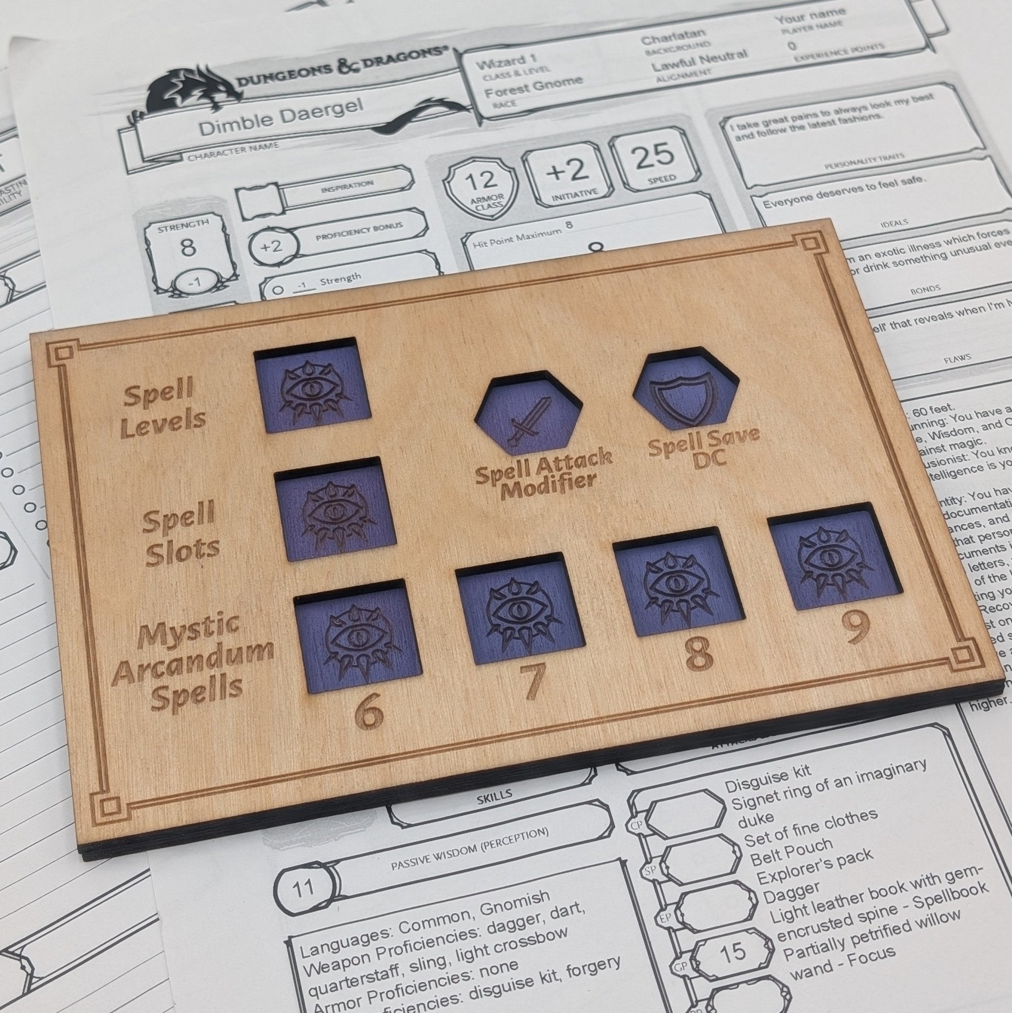 Dungeons and Dragons 5e Class Spell Tracker - Spindown Dice Style