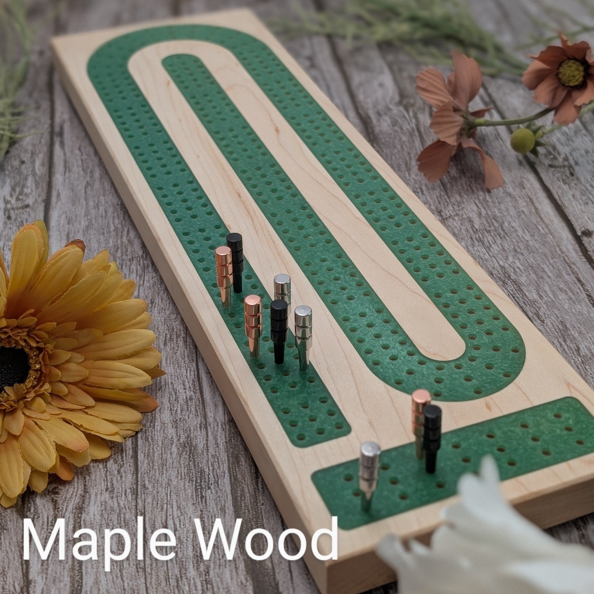 Premium Cribbage Board - Turquoise Resin Inlay