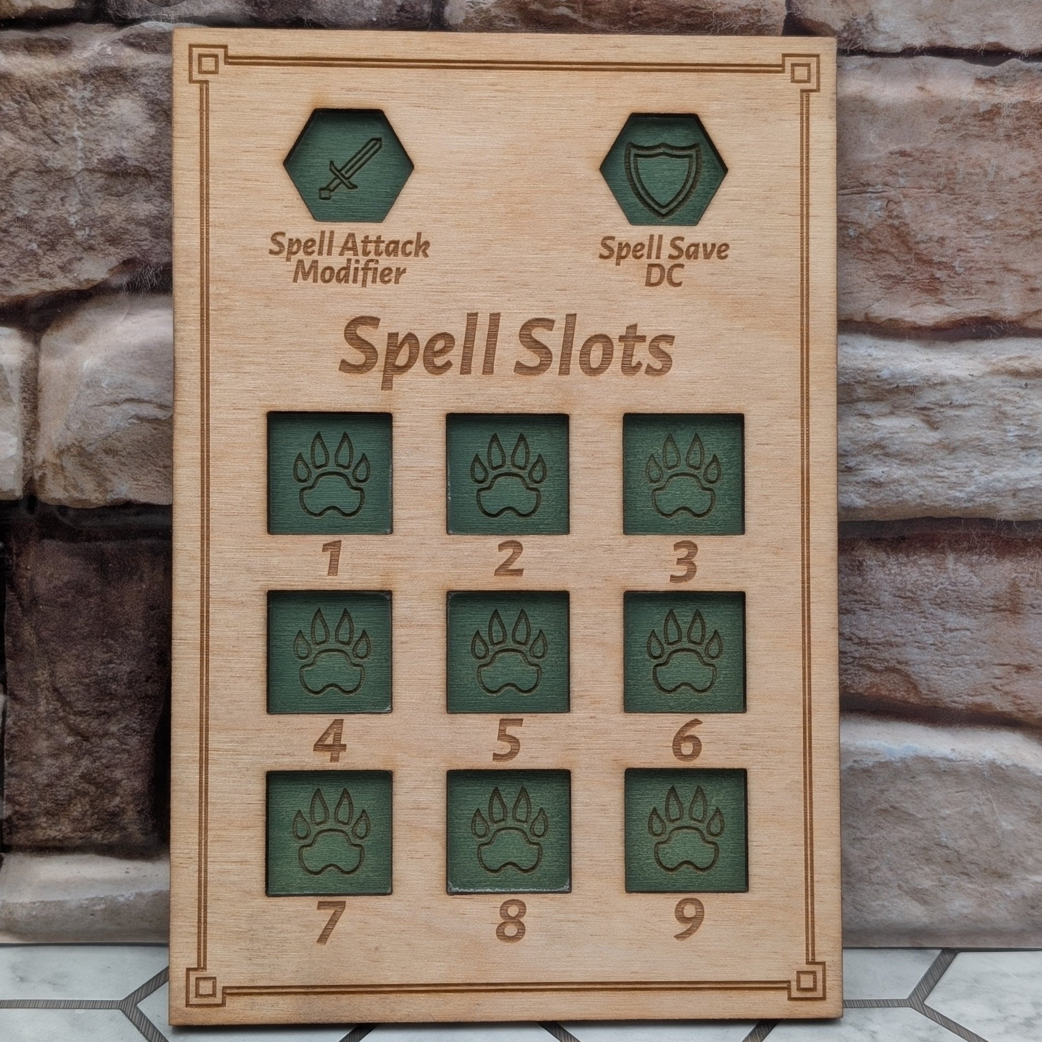 Dungeons and Dragons 5e Class Spell Tracker - Spindown Dice Style