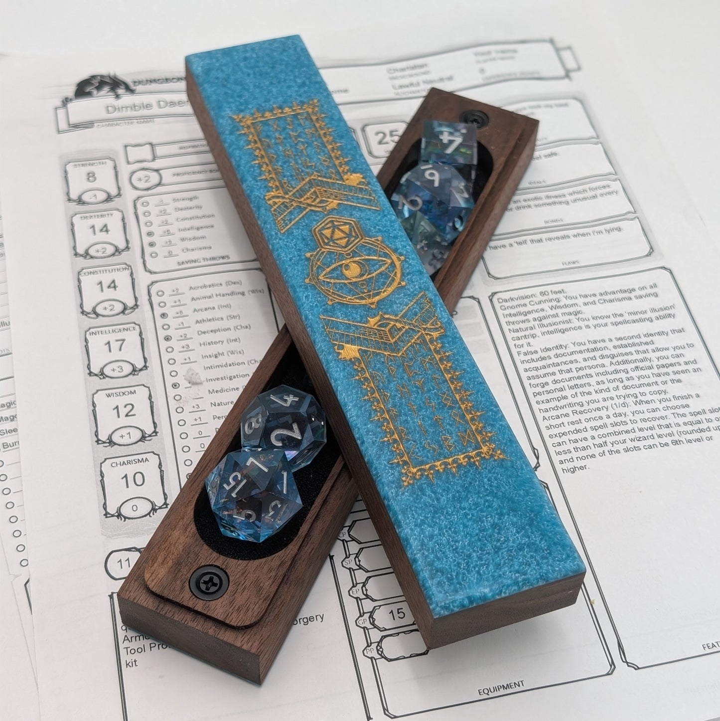Azure Codex - Luxury Handmade Wood and Resin Dice Vault