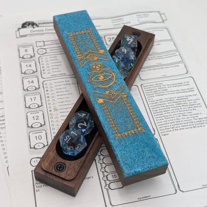 Azure Codex - Luxury Handmade Wood and Resin Dice Vault