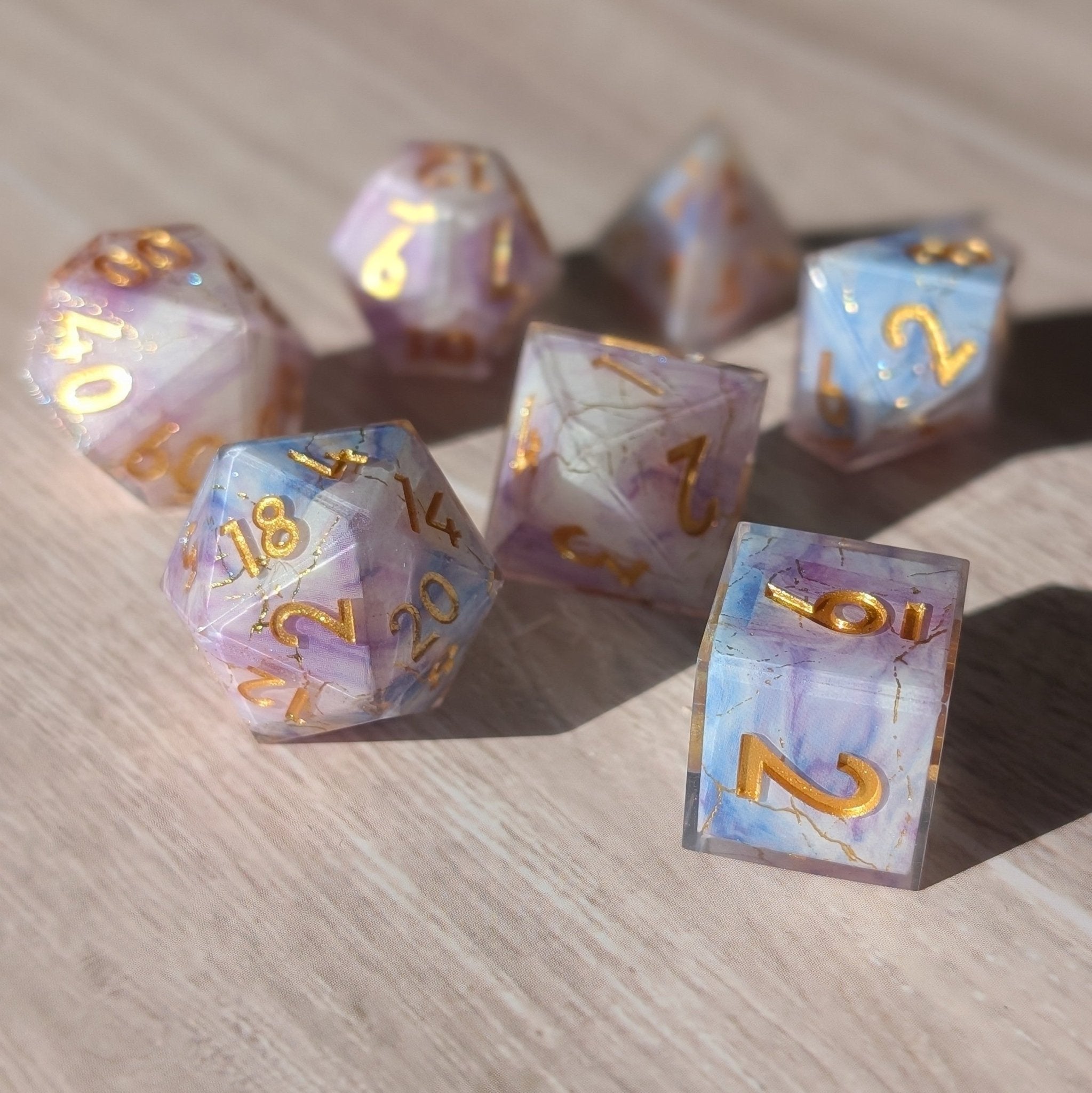 Wisteria Skies - 7 Piece Luxury D&D Dice Set