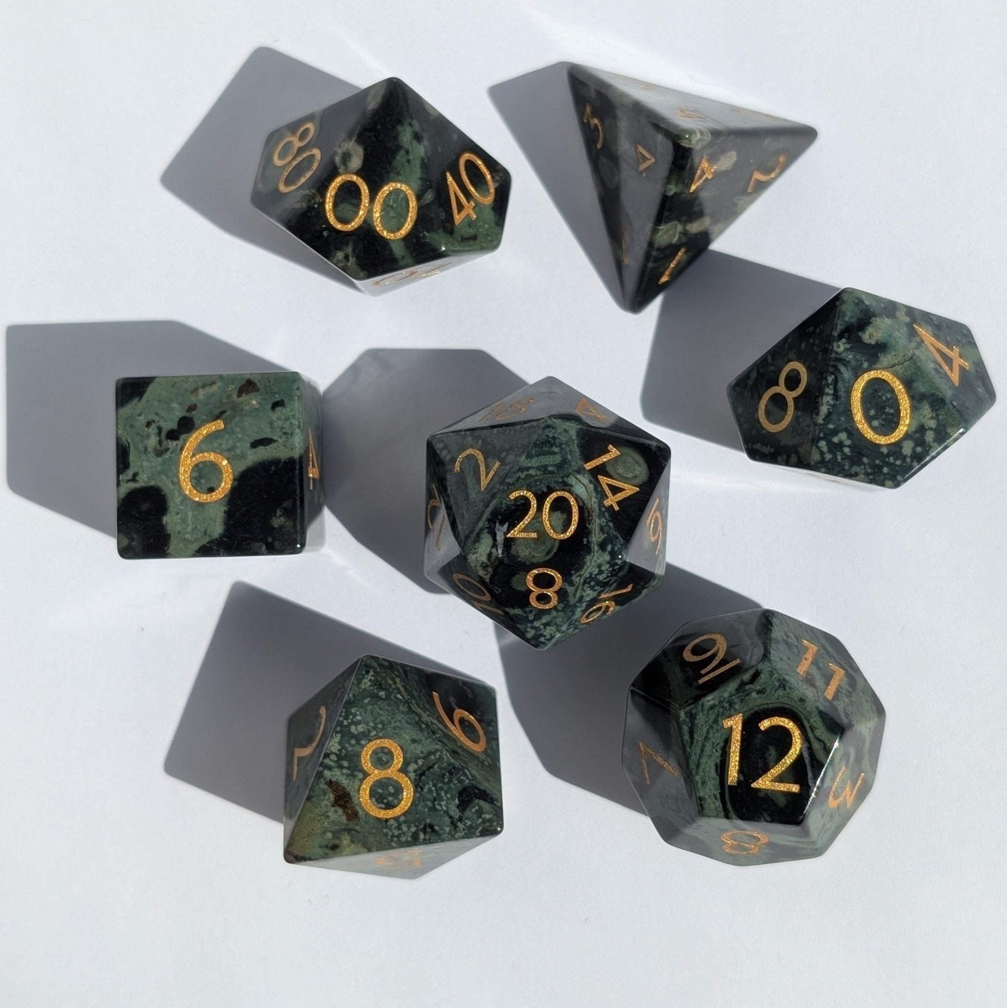 Kambaba Jasper - 7 Piece Polyhedral Gemstone Dice Set