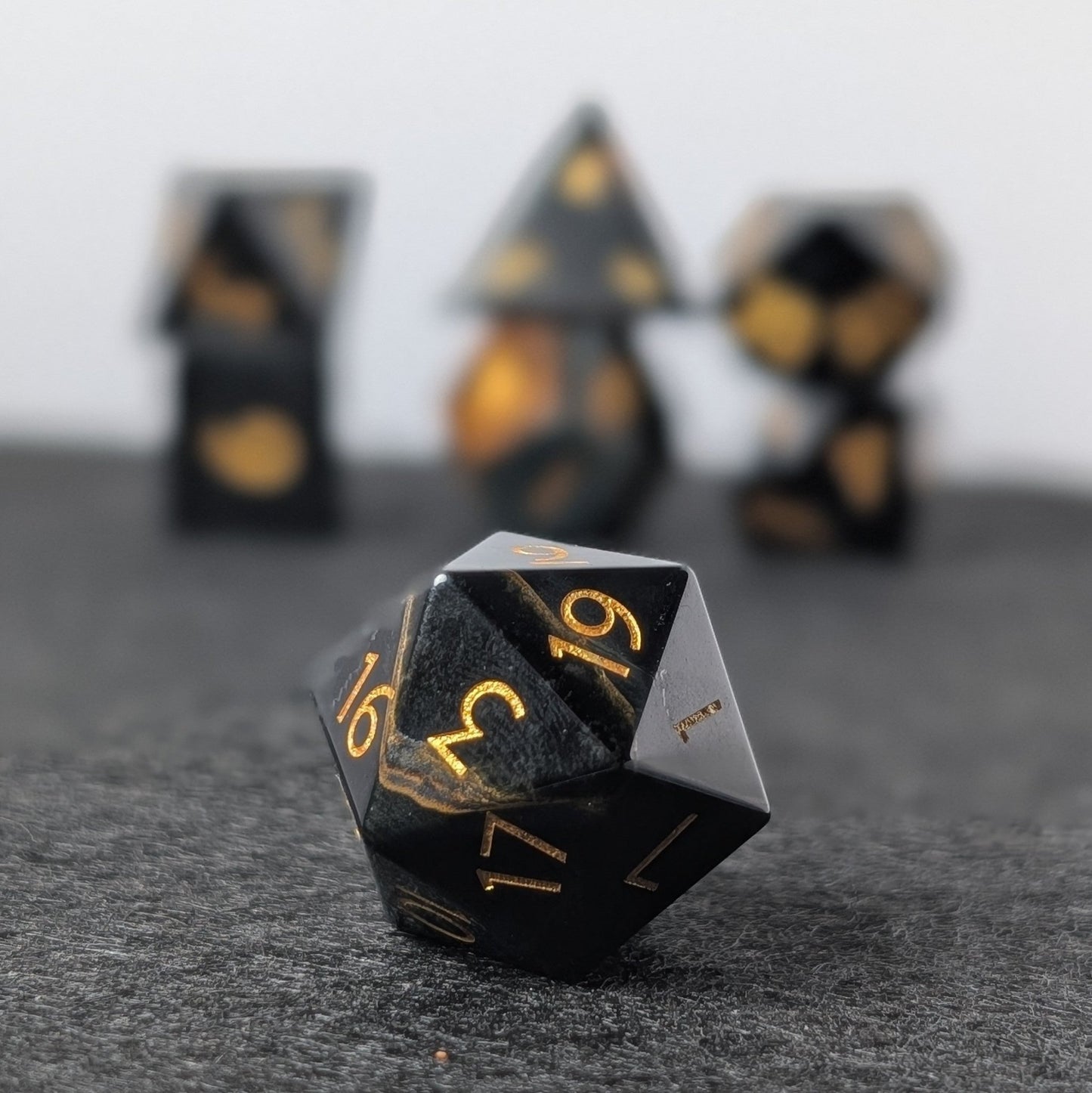 Blue Tiger Eye - 7 Piece Polyhedral Gemstone Dice Set