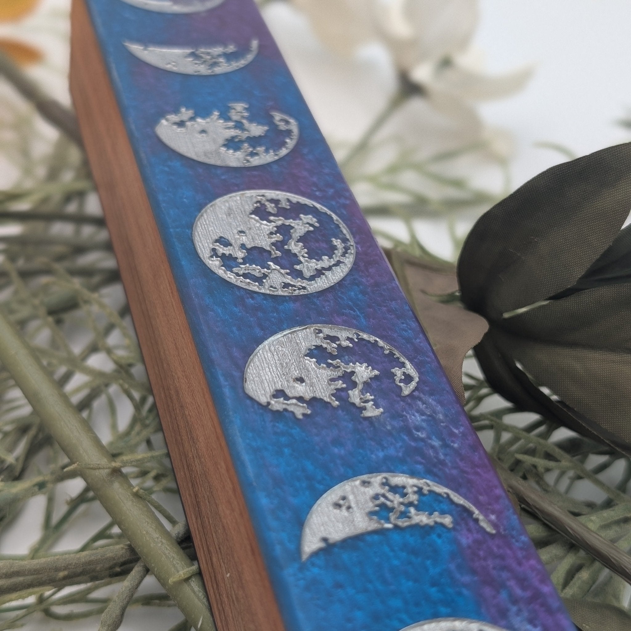 Moon Phases - Luxury Handmade Wood and Resin Dice Vault