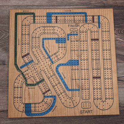 Handmade Cribbage Wars Board - Luxury Board with Resin Inlay – Premium 3-Track Game Setwith Resin Inlay