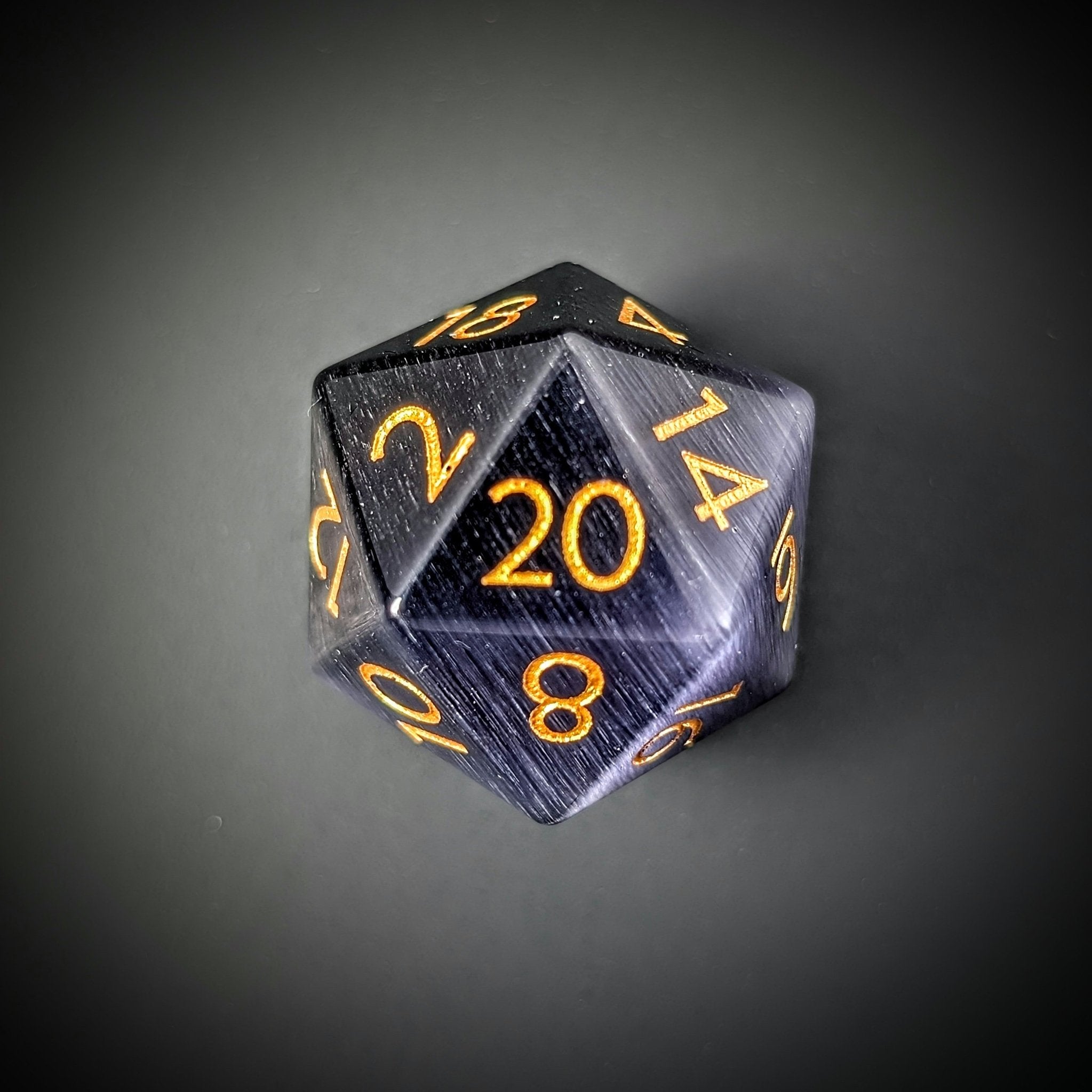 Purple Cat's Eye - 7 Piece Polyhedral Gemstone Dice Set