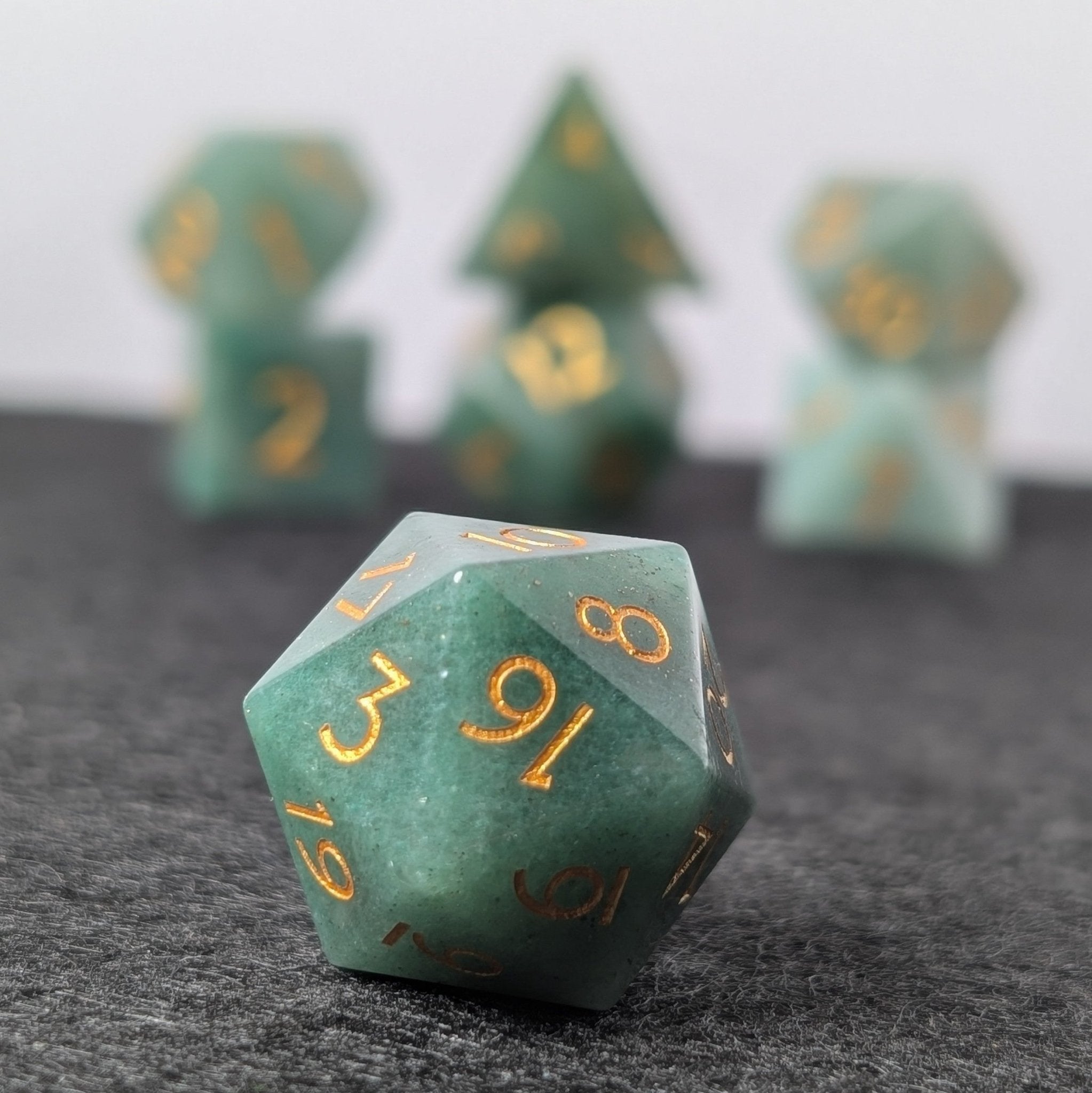 Green Aventurine - 7 Piece Polyhedral Gemstone Dice Set