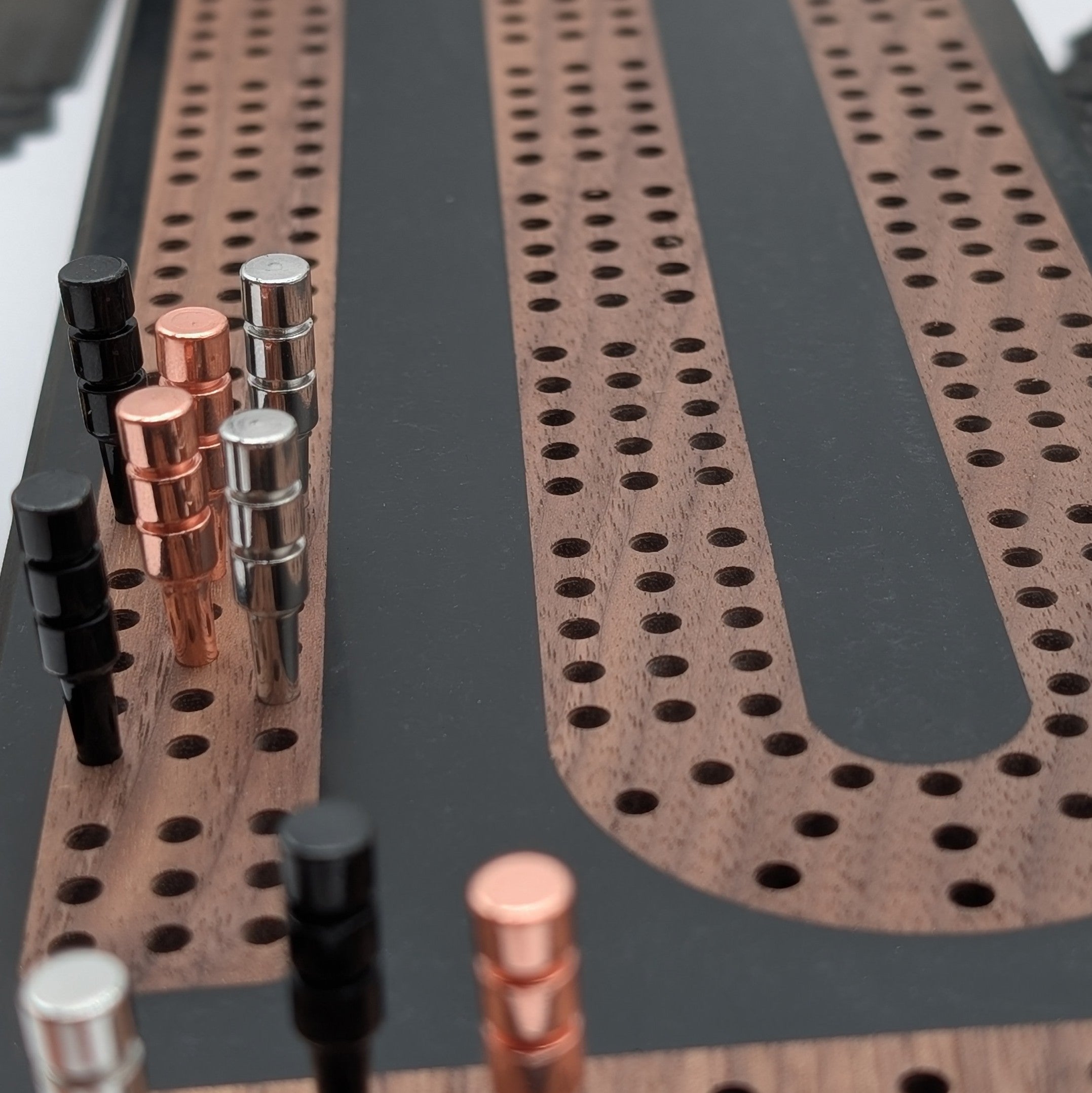 Reverse Pour Onxy Resin Premium Cribbage Board - Three Lane Cribbage Board