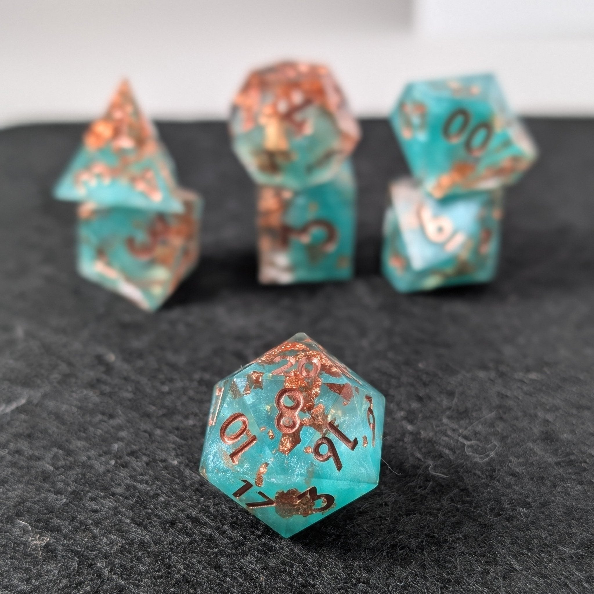 Seaforged Ember - 7 Piece Polyhedral Dice Set - EBONWOOD