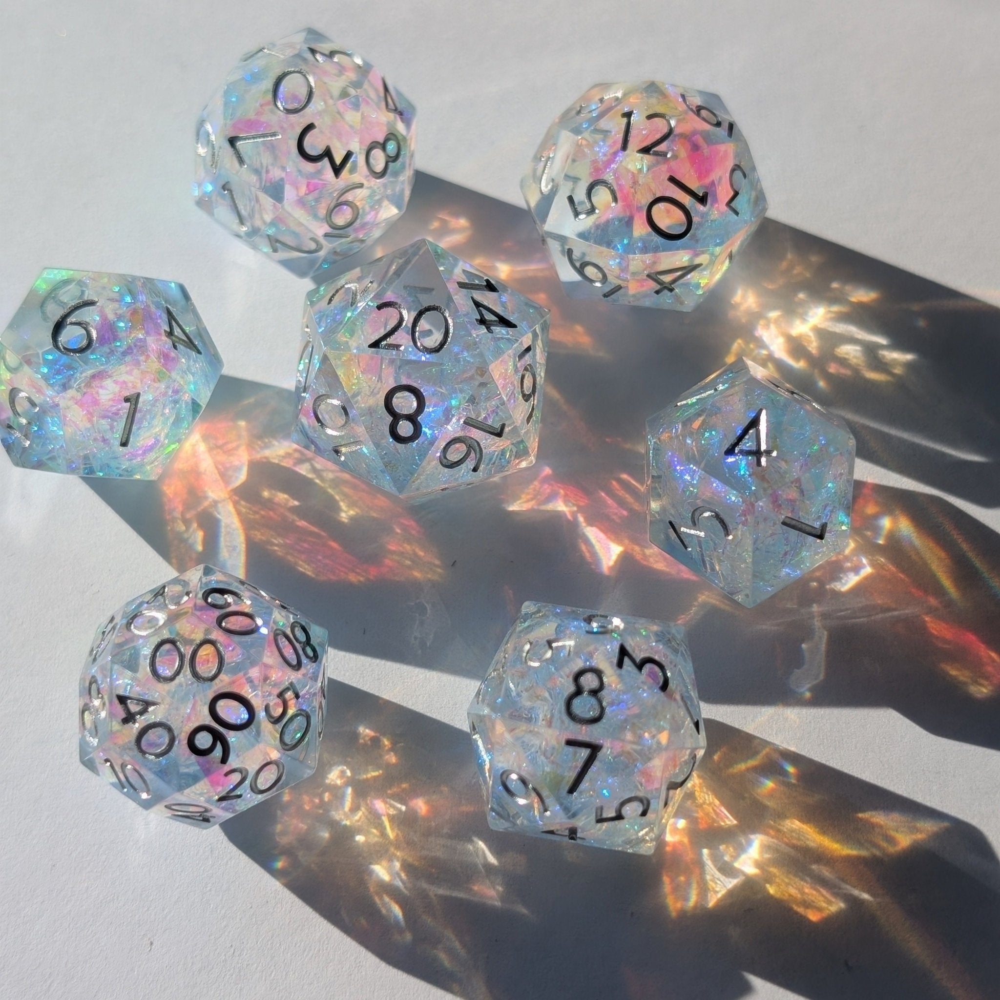 Sylvan Aurora 7 - Piece Gyroid Dice Set - EBONWOOD