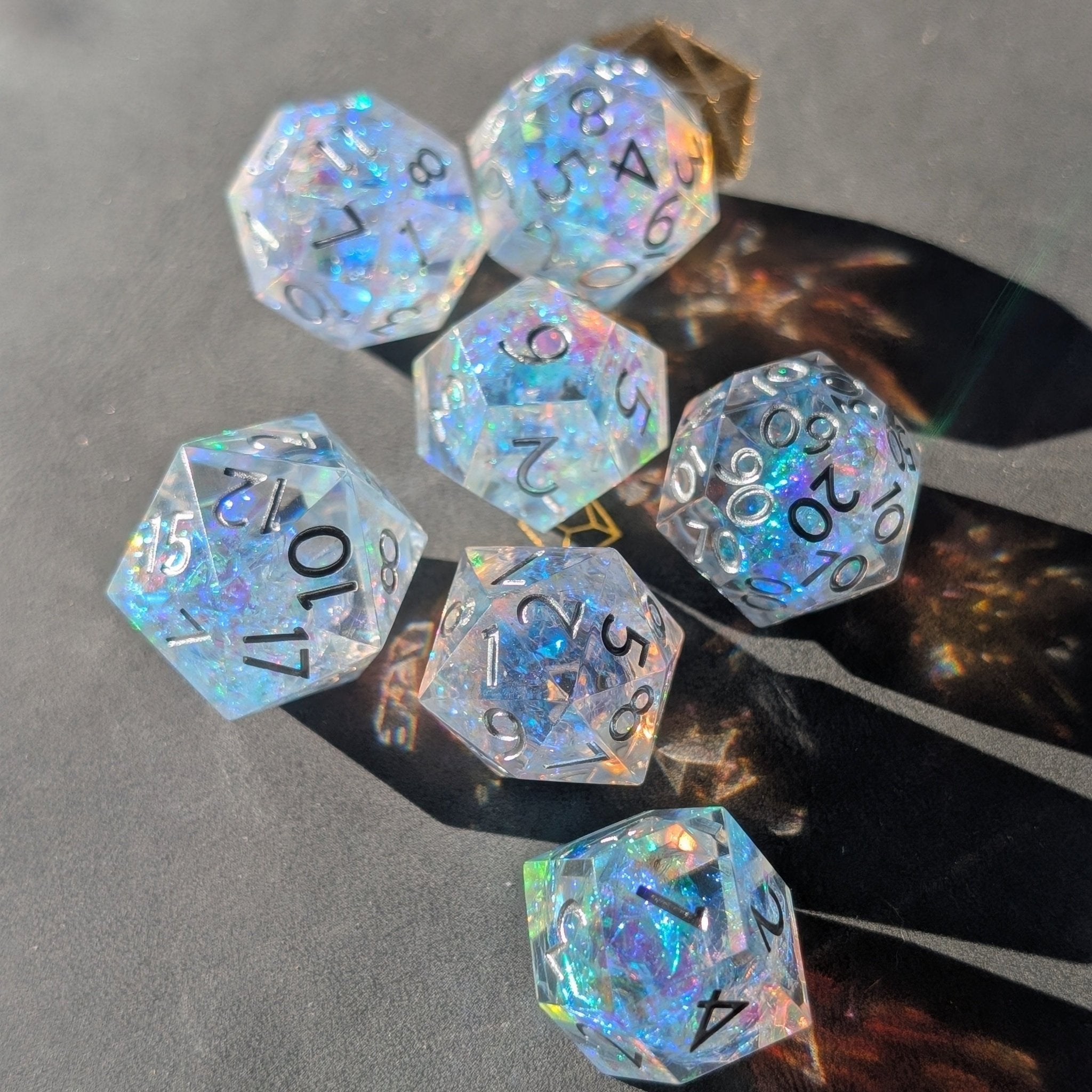 Sylvan Aurora 7 - Piece Gyroid Dice Set - EBONWOOD