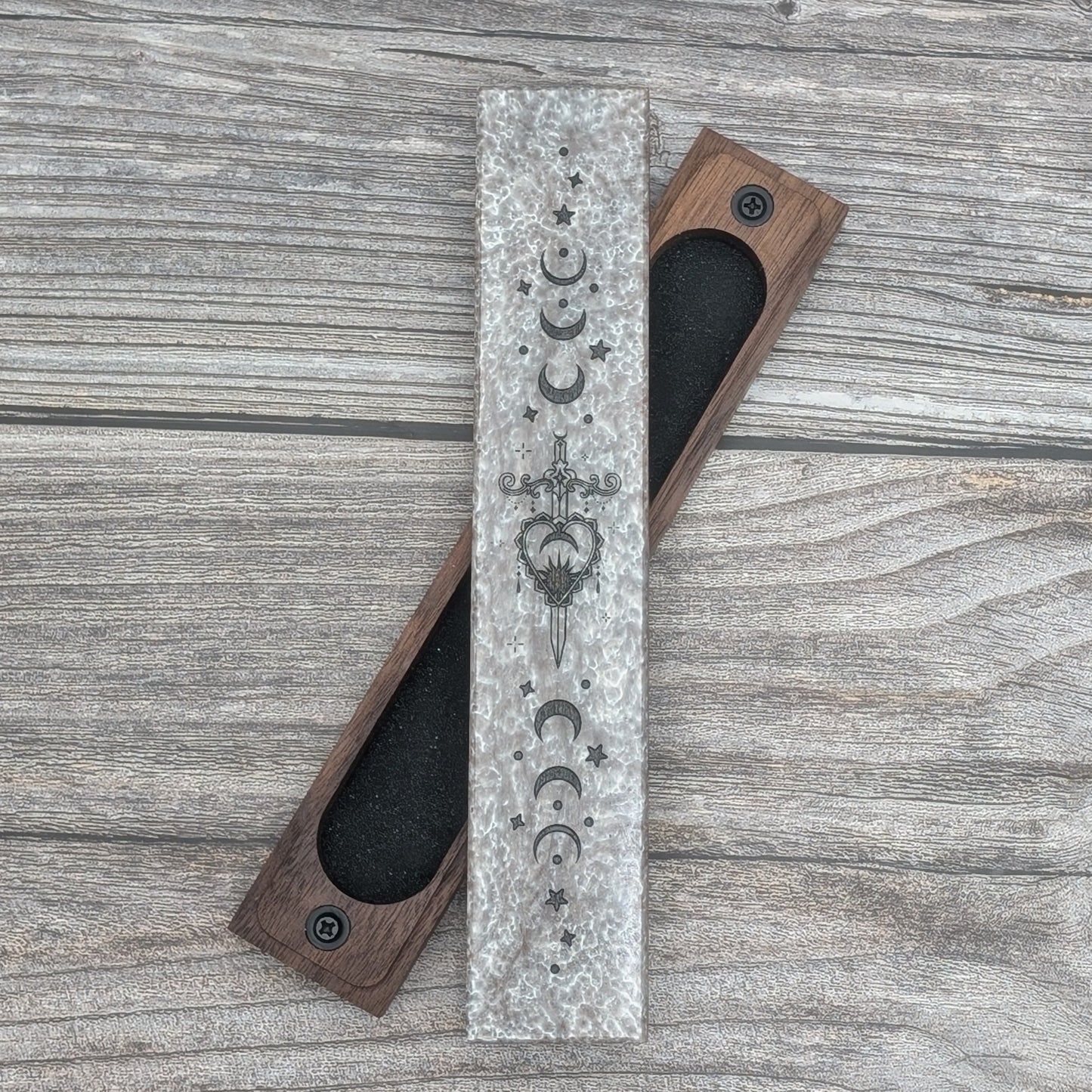 Eclipsed Heart - Luxury Handmade Wood and Resin Dice Vault