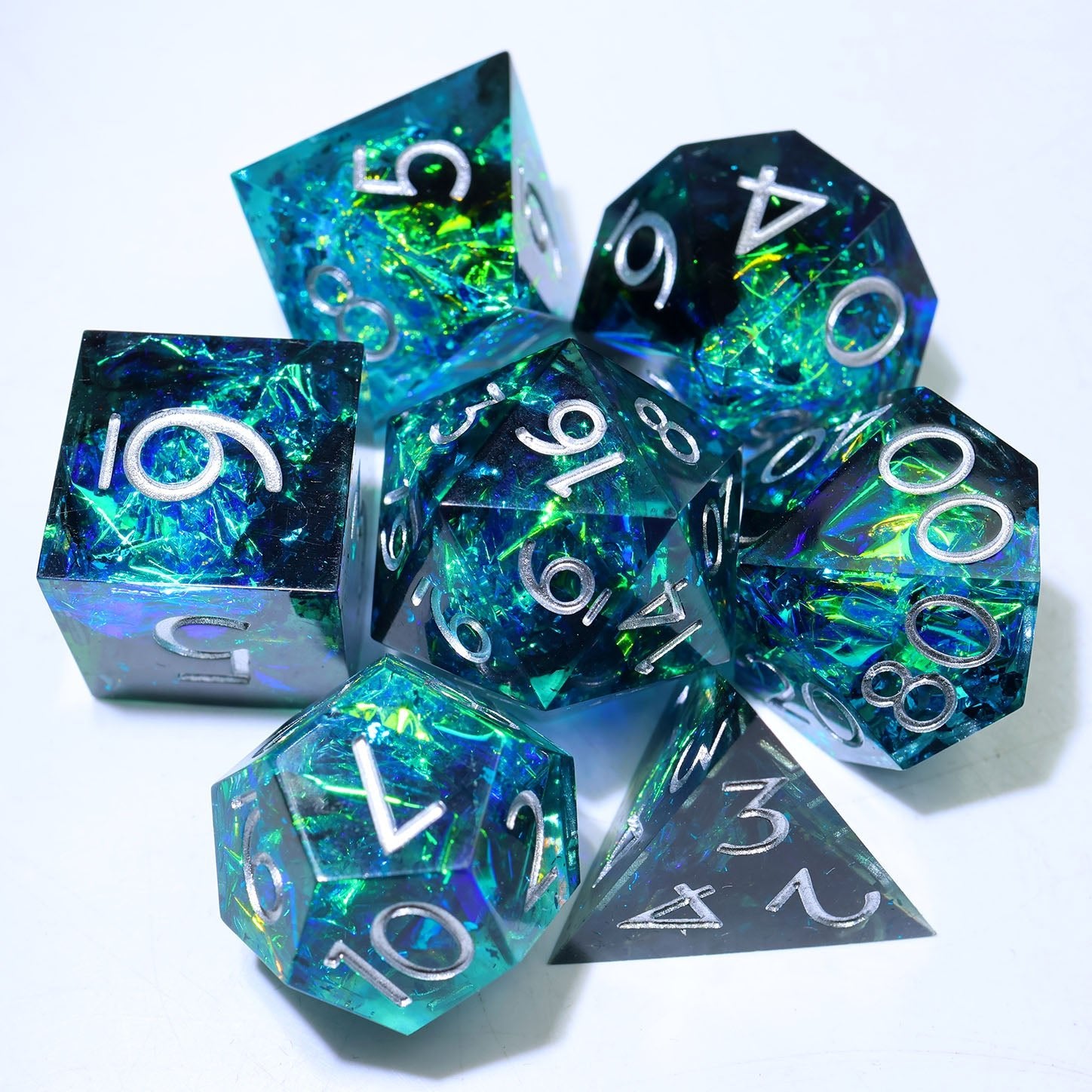 Trenchlight - 7 Piece Polyhedral Dice Set - EBONWOOD