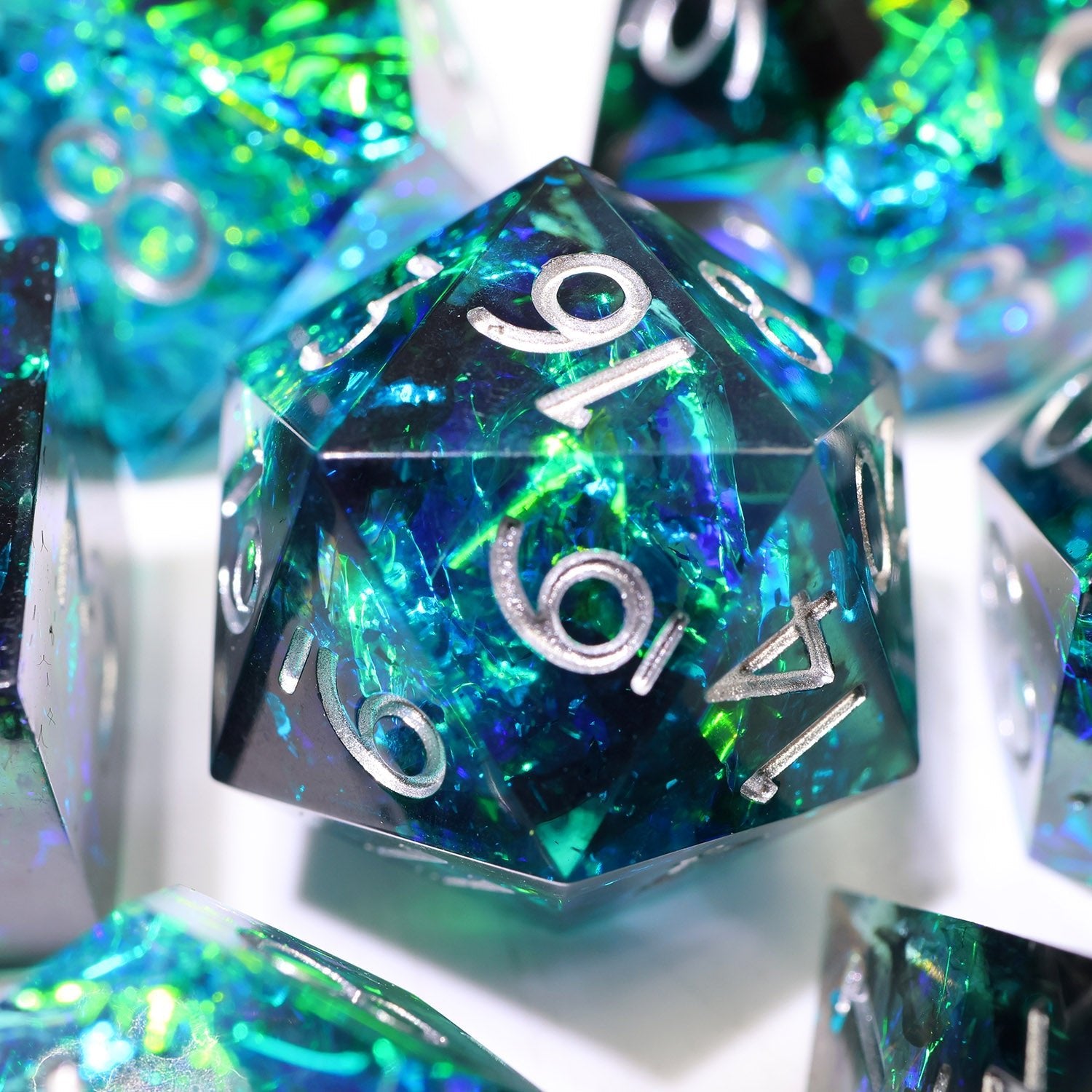 Trenchlight - 7 Piece Polyhedral Dice Set - EBONWOOD