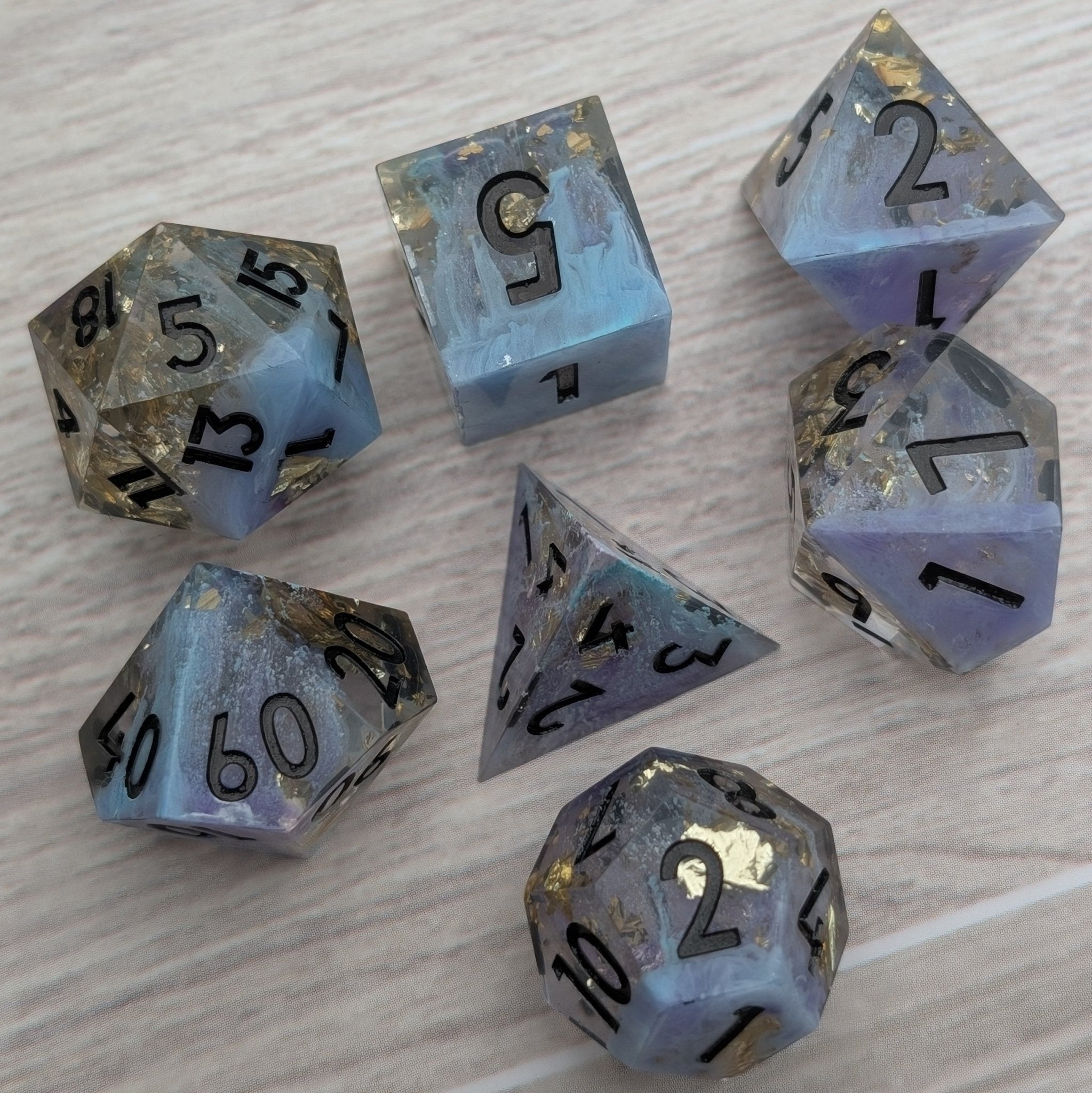 Whispering Vial - 7 Piece Polyhedral Dice Set - EBONWOOD