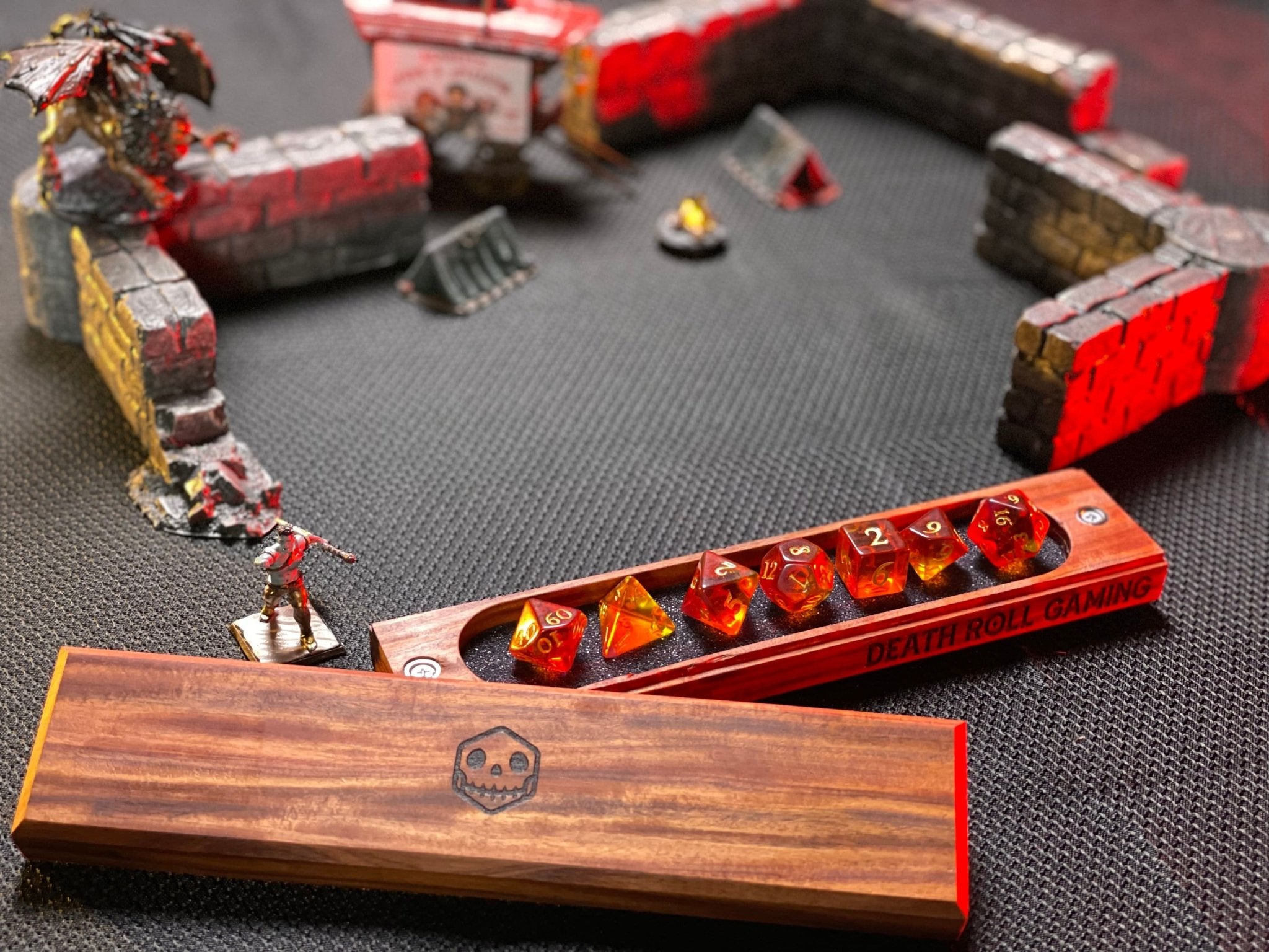 Bolivian Rosewood D&D Dice Box | Engravable | Holds 2 sets of dice and a mini | Made in the USA
