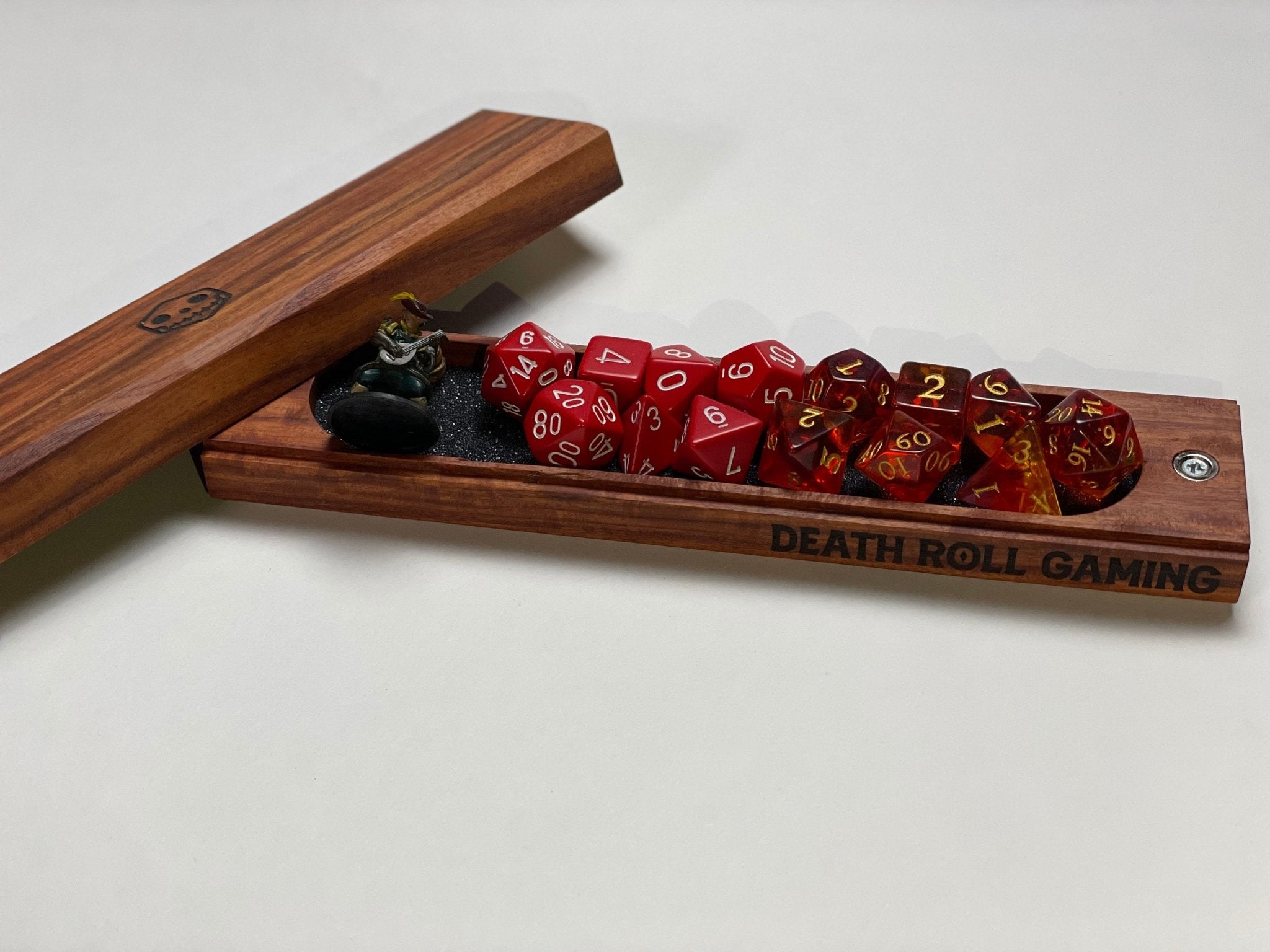 Bolivian Rosewood D&D Dice Box | Engravable | Holds 2 sets of dice and a mini | Made in the USA