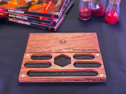 Bolivian Rosewood D&D Dice Box | Engravable | Holds 3.5 sets of dice and a mini | Made in the USA