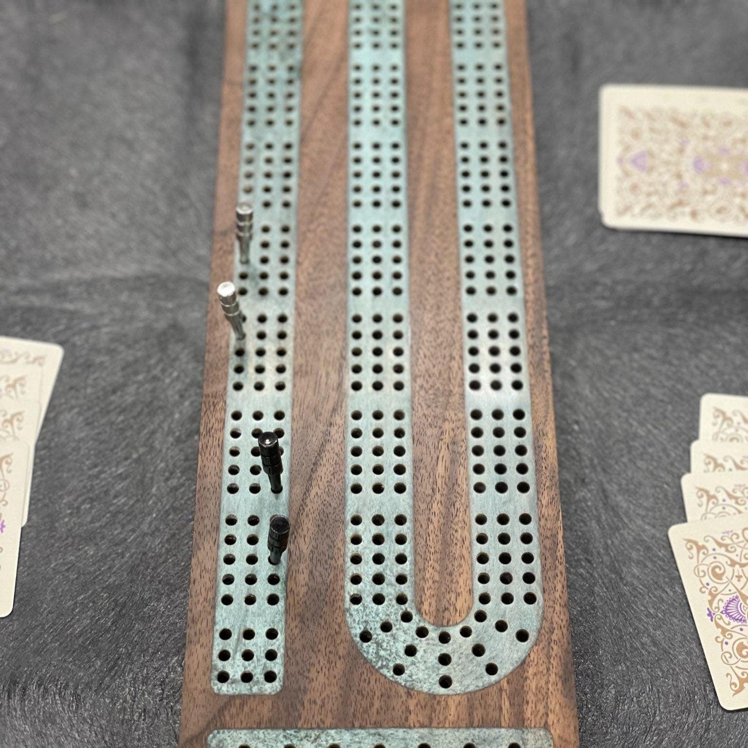 Premium Cribbage Board - Turquoise Resin Inlay